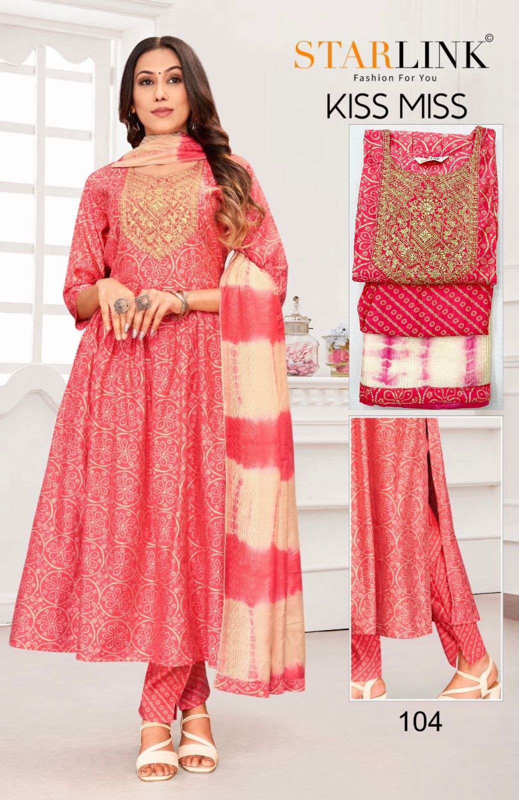 STARLINK PRESENT KISS MISS 3PCS CONCEPT CASUAL WEAR KURTI PANT WITH DUPATTA SET