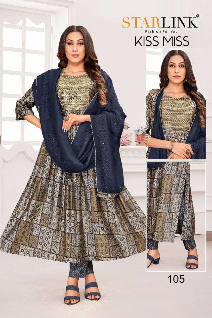 STARLINK PRESENT KISS MISS 3PCS CONCEPT CASUAL WEAR KURTI PANT WITH DUPATTA SET