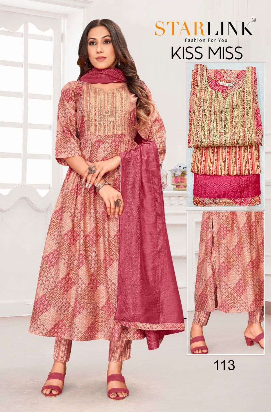 STARLINK PRESENT KISS MISS 3PCS CONCEPT CASUAL WEAR KURTI PANT WITH DUPATTA SET