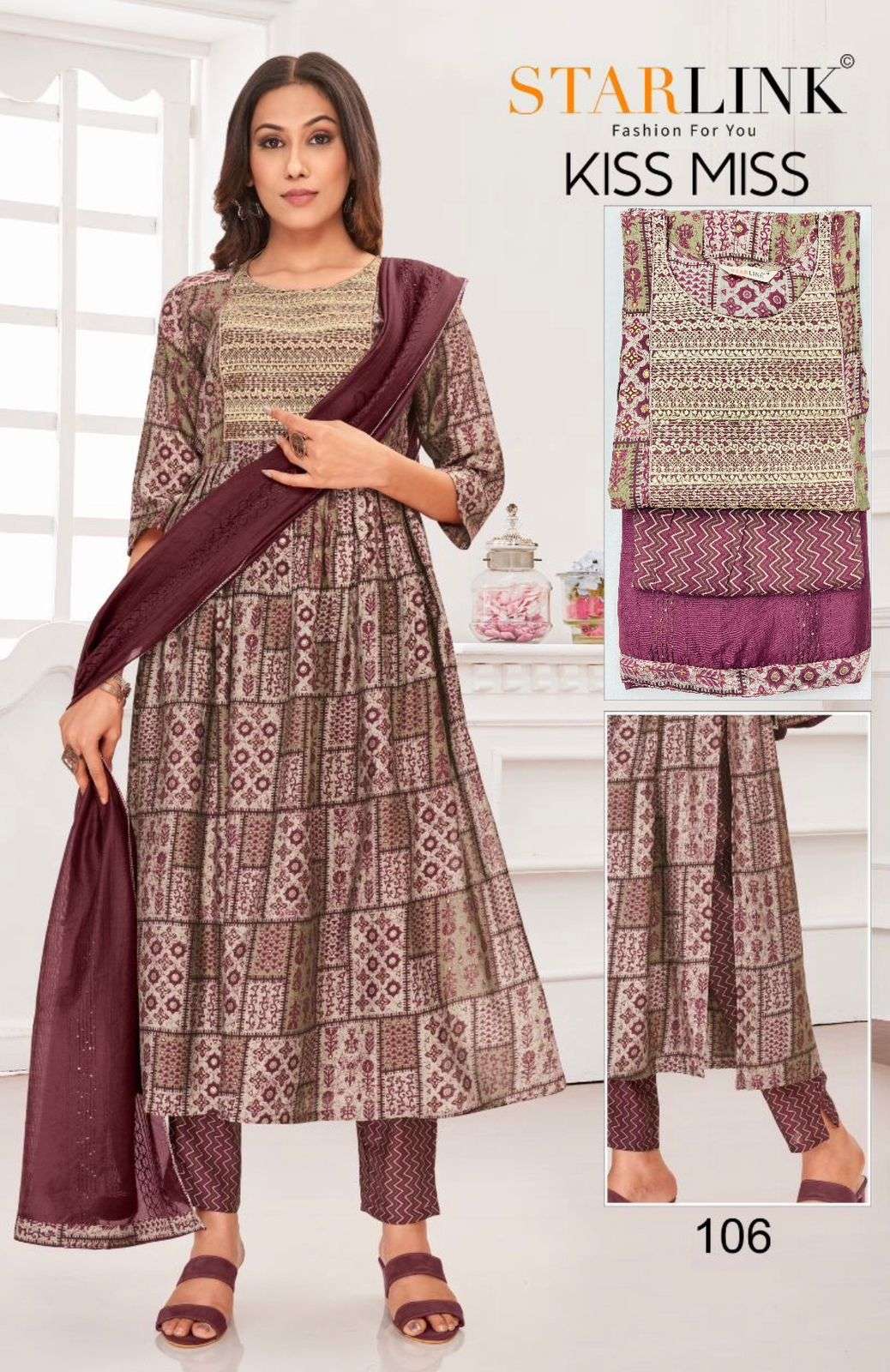 STARLINK PRESENT KISS MISS 3PCS CONCEPT CASUAL WEAR KURTI PANT WITH DUPATTA SET