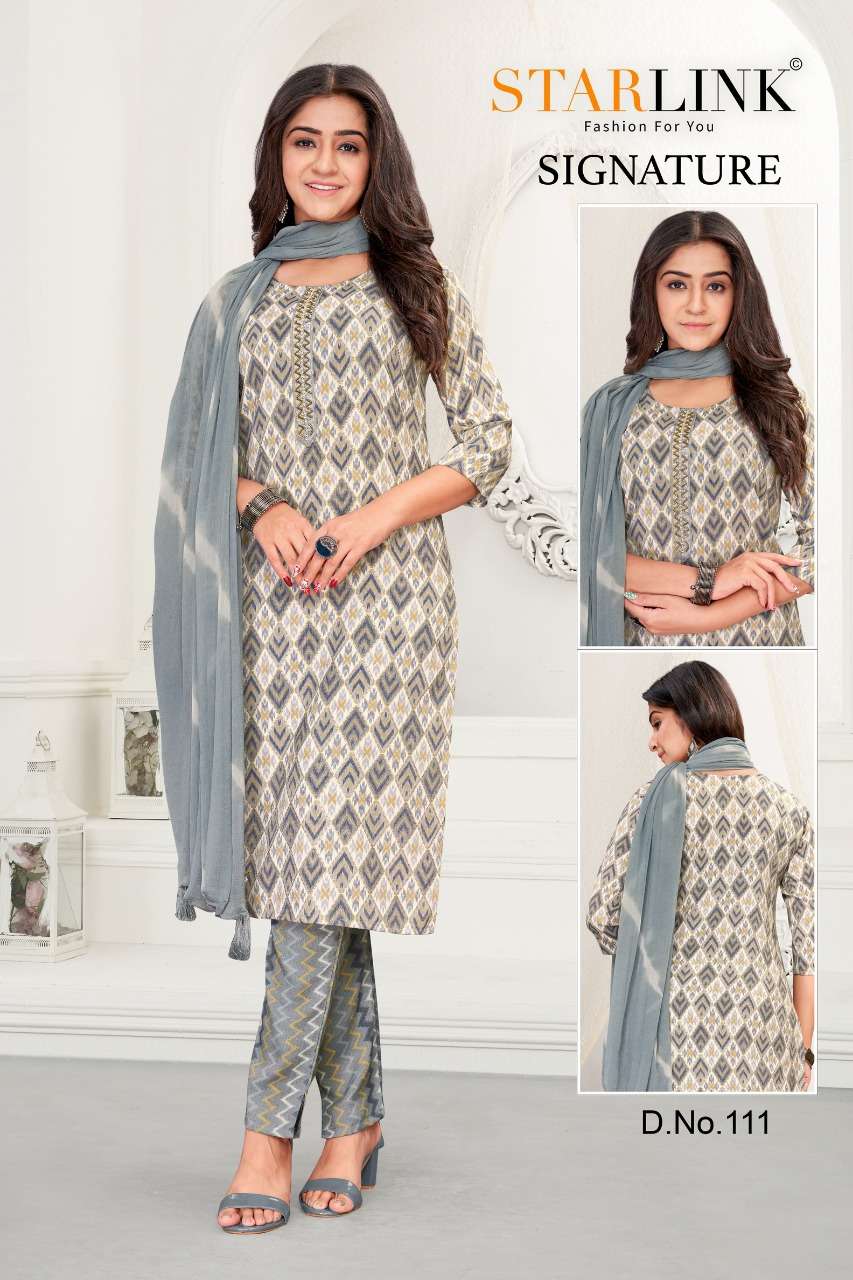 STARLINK PRESENTING SIGNATURE KURTI PANT WITH DUPATTA SET