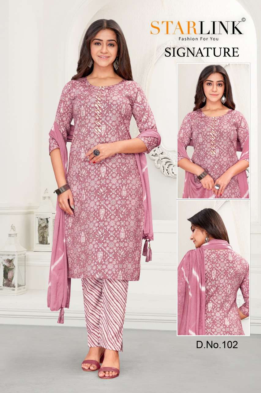 STARLINK PRESENTING SIGNATURE KURTI PANT WITH DUPATTA SET