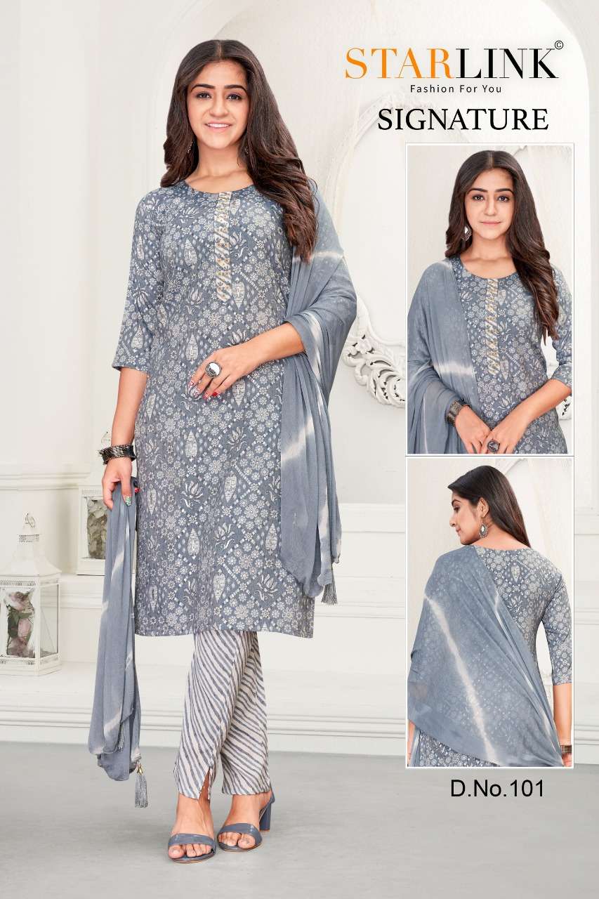 STARLINK PRESENTING SIGNATURE KURTI PANT WITH DUPATTA SET