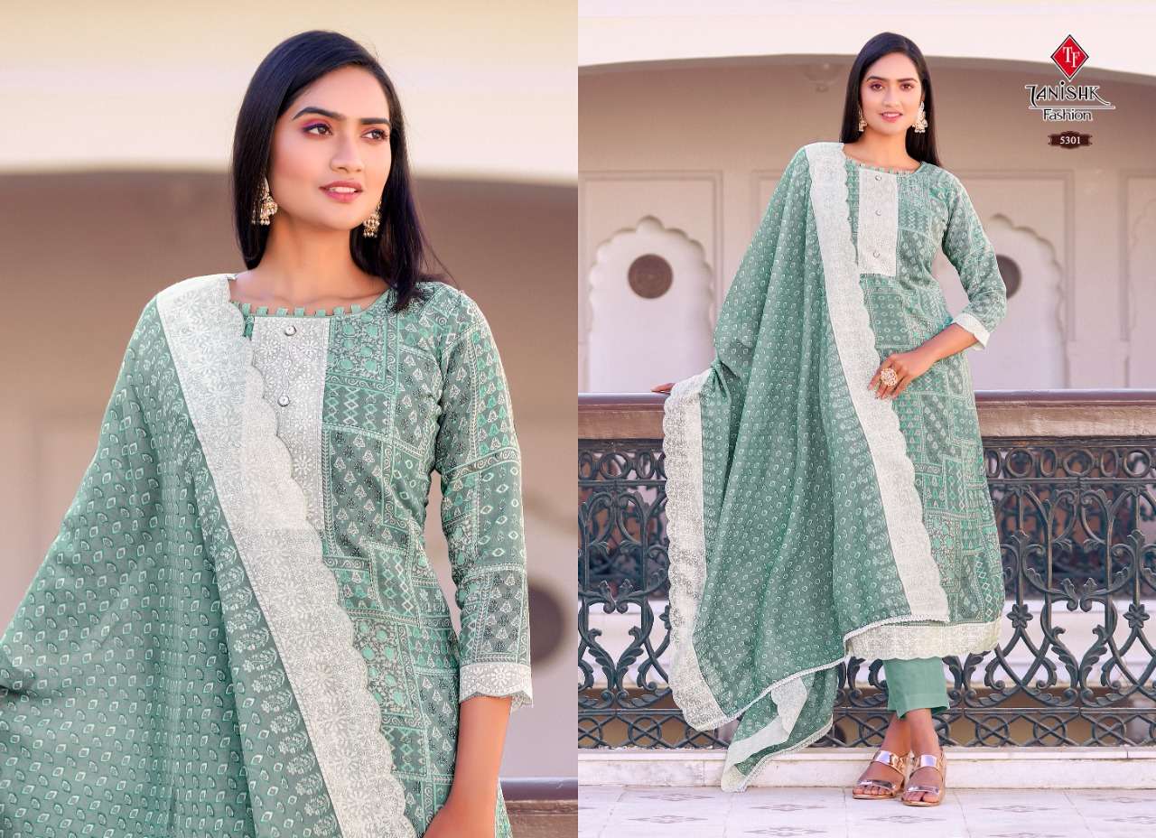 TANISHK FASHION PRESENT FALAK VOL 4 PURE COTTON TOP BOTTOM DUPATTA SET