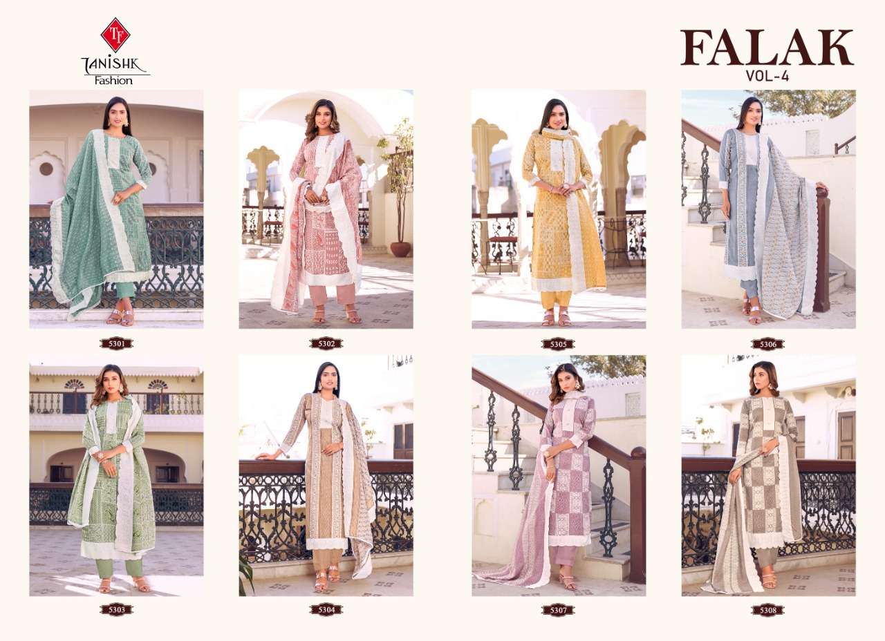 TANISHK FASHION PRESENT FALAK VOL 4 PURE COTTON TOP BOTTOM DUPATTA SET