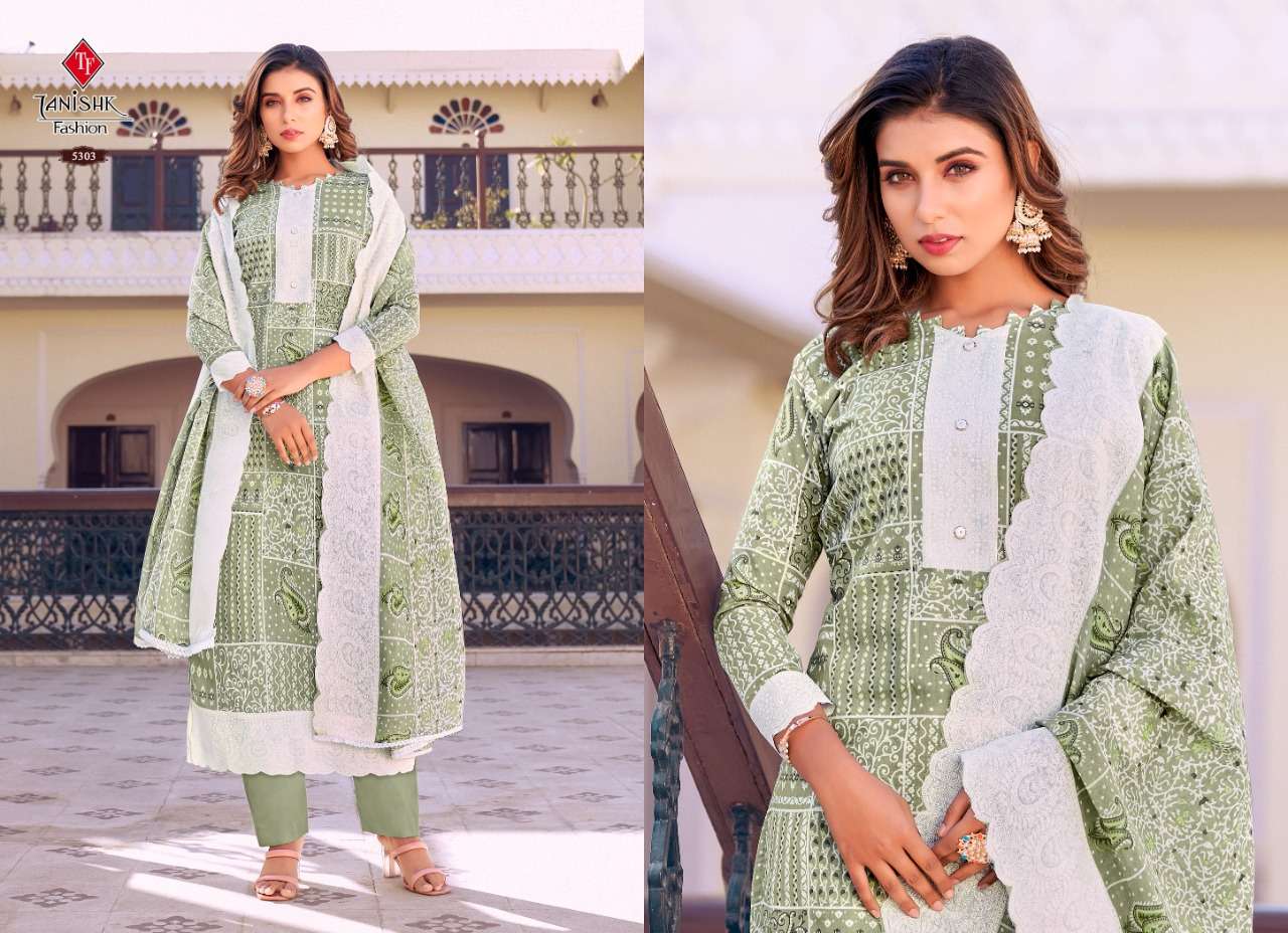 TANISHK FASHION PRESENT FALAK VOL 4 PURE COTTON TOP BOTTOM DUPATTA SET