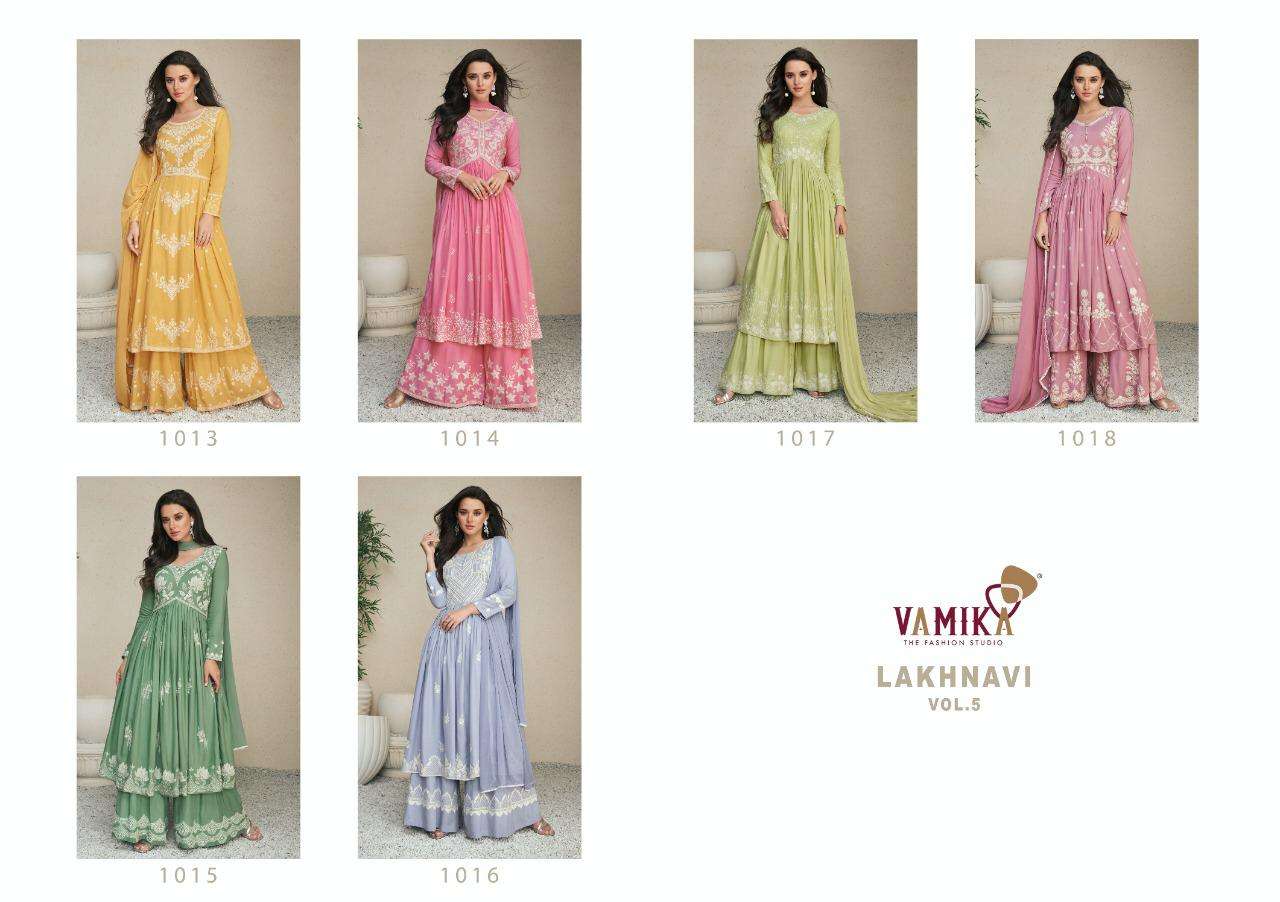 VAMIKA PRESENT LAKHANAVI VOL 5 3PCS CONCEPT KURTI PLAZO WITH DUPATTA SET