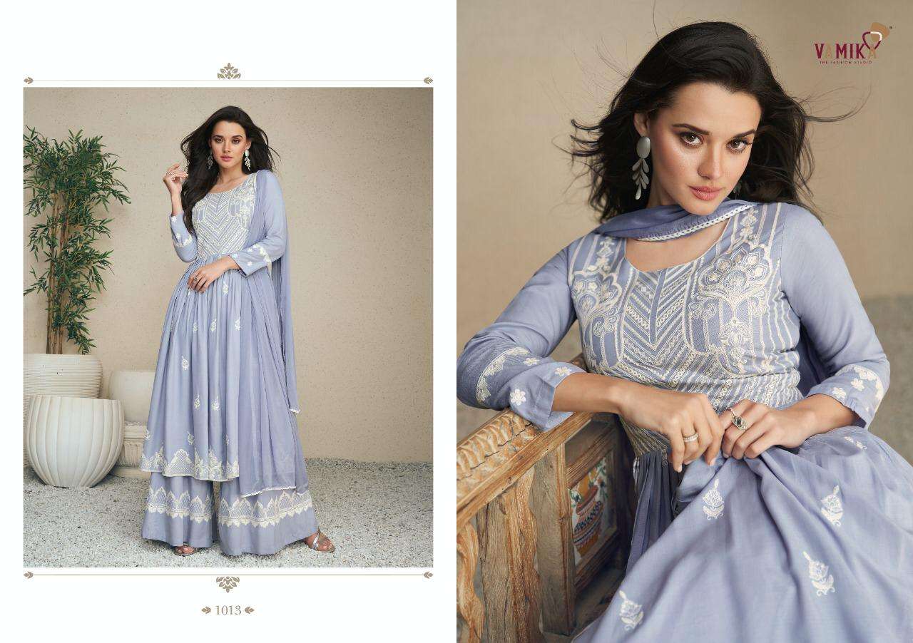 VAMIKA PRESENT LAKHANAVI VOL 5 3PCS CONCEPT KURTI PLAZO WITH DUPATTA SET