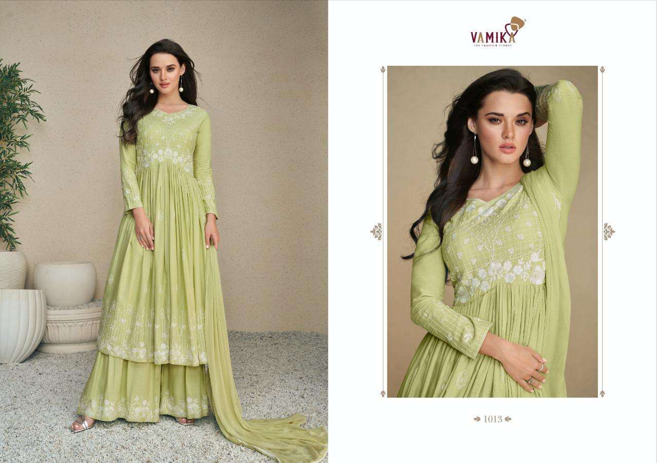 VAMIKA PRESENT LAKHANAVI VOL 5 3PCS CONCEPT KURTI PLAZO WITH DUPATTA SET