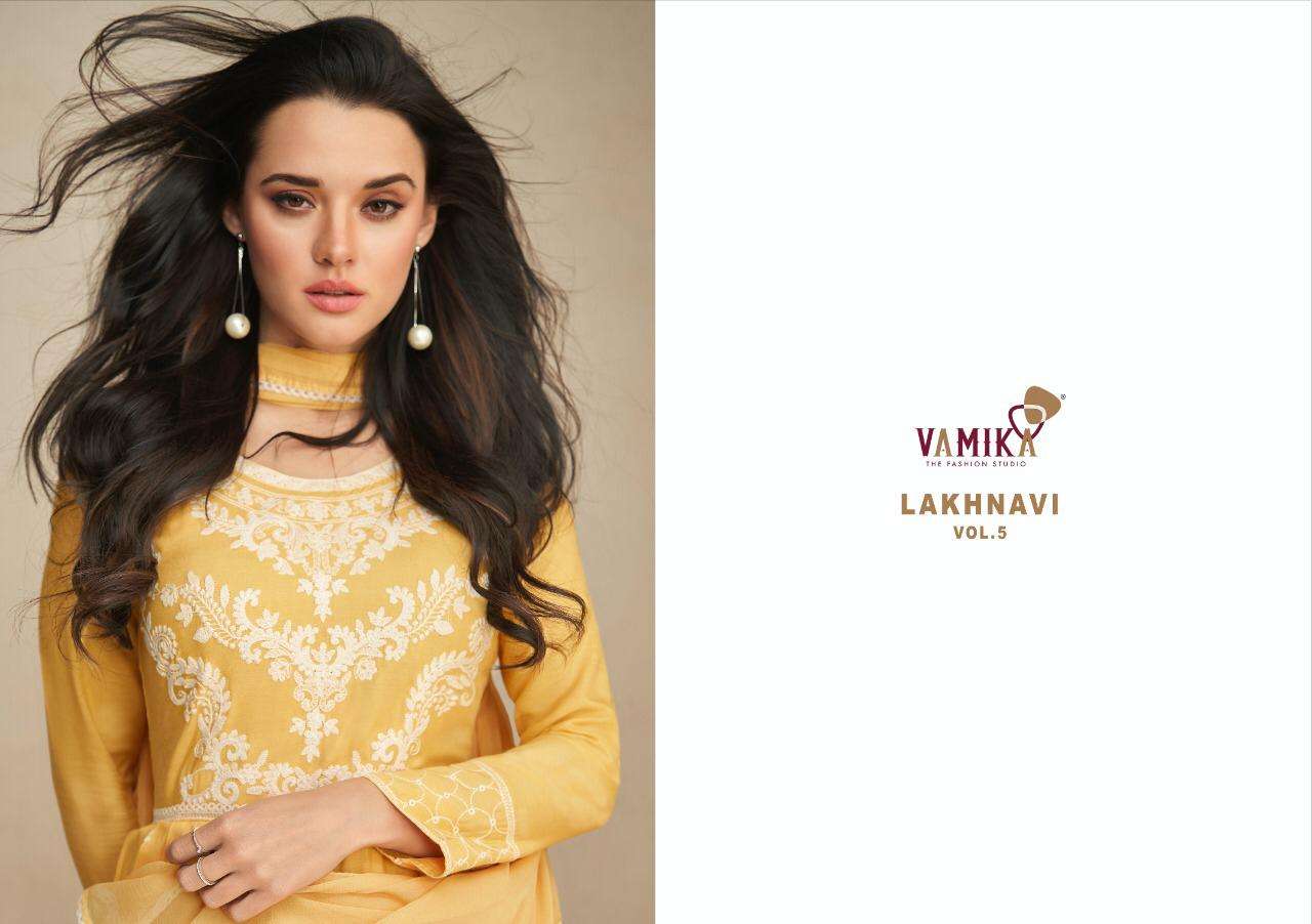 VAMIKA PRESENT LAKHANAVI VOL 5 3PCS CONCEPT KURTI PLAZO WITH DUPATTA SET