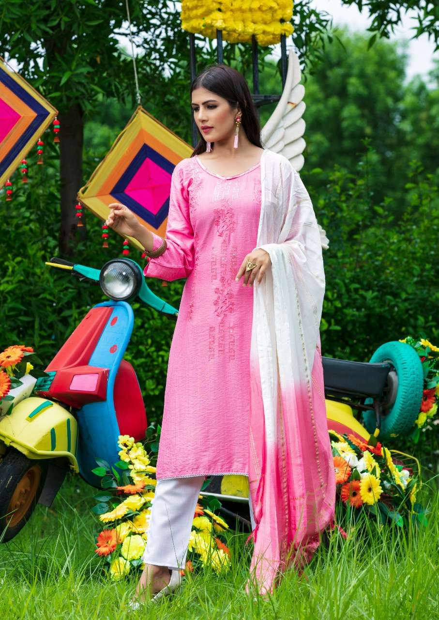 VIYAA DESIGNER PRESENT SERINA FANCY DESIGNER KURTI PANT WITH DUPATTA SET