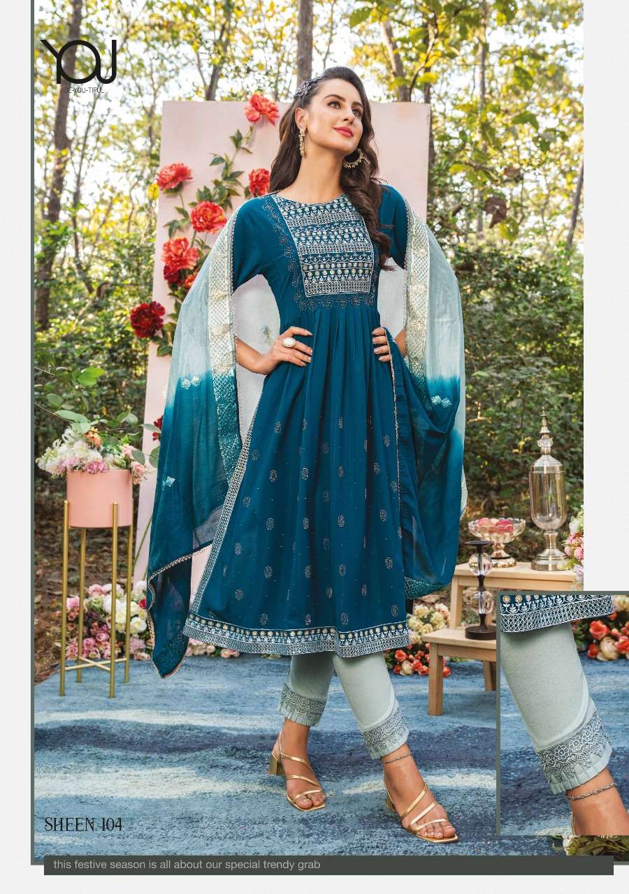 WANNA LOOKS SHEEN NAIRA FANCY KURTI PANT WITH DUPATTA SET