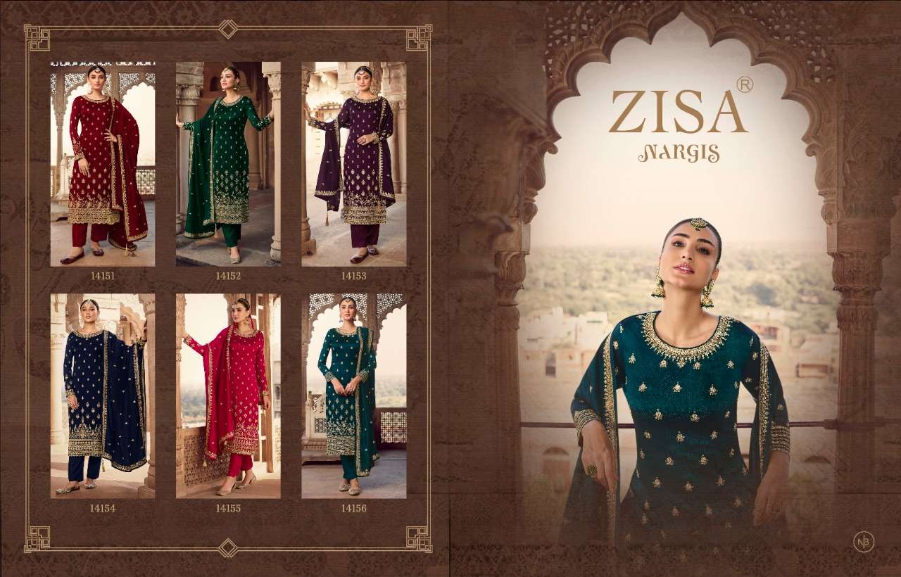 ZISA PRESENT NARGIS D.NO 14151 TO 14156 SERIES KURTI PANT WITH DUPATTA SET