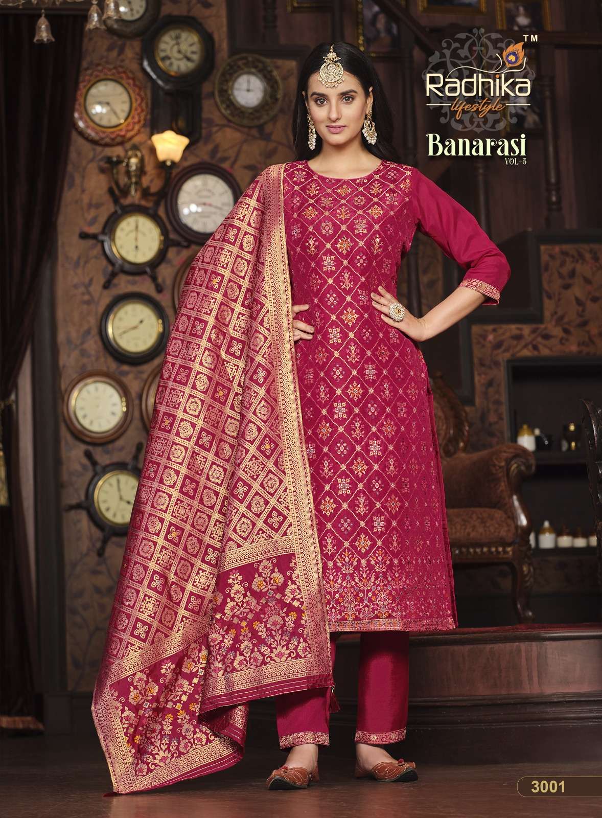 RADHIKA PRESENT LAUNCHING NEW CATALOGUE BANARASI VOL-2 3PCS CONCEPT KURTI PANT WITH DUPATTA SET- WHOLESALE SUPPLIER SURAT