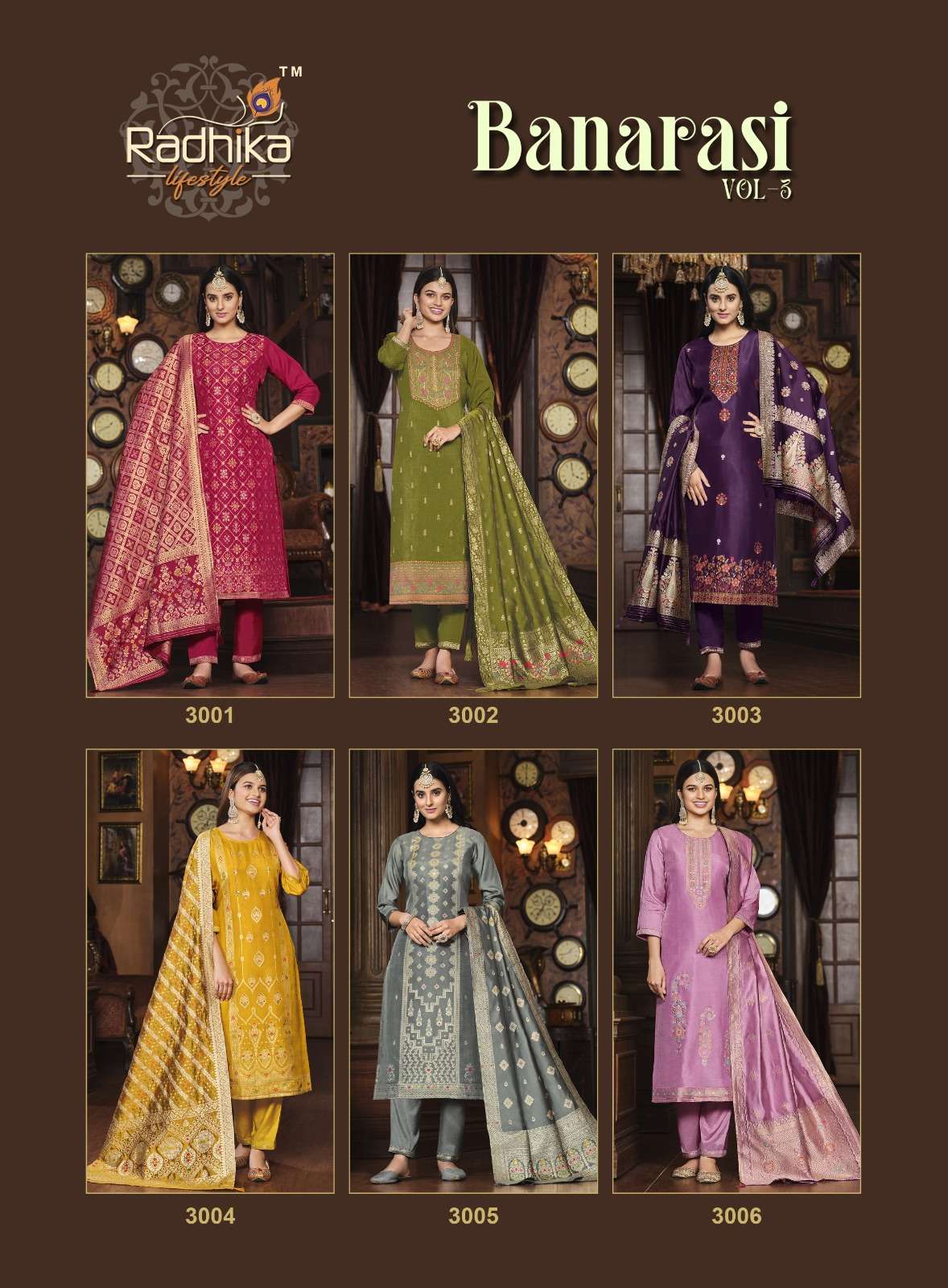 RADHIKA PRESENT LAUNCHING NEW CATALOGUE BANARASI VOL-2 3PCS CONCEPT KURTI PANT WITH DUPATTA SET- WHOLESALE SUPPLIER SURAT
