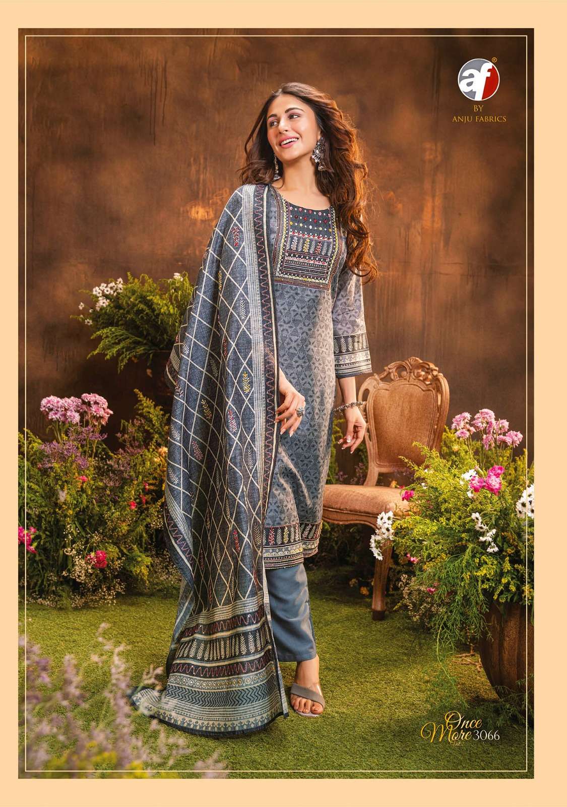 ANJU FABRIC LAUNCHING THE NEW CATALOGUE ONCE MORE VOL-2 3PCS CONCEPT DESIGNER KURTI PANT WITH HEAVY DUPATTA SET- WHOLESALE DEALER SURAT