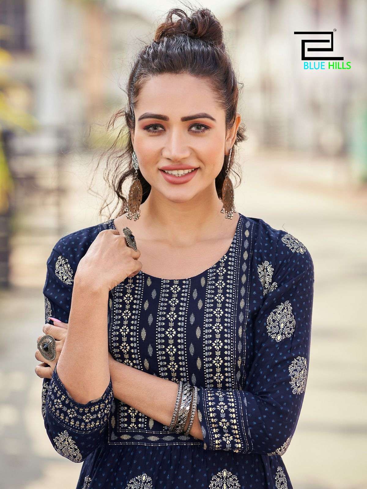 BLUE HILLS PRESENT LAUNCHING THE NEW CATALOGUE SANDWICH VOL.5 NEW CONCEPT RAYON SLUB FOIL PRINT LONG GOWN COLLECTION- WHOLESALE SUPPLIER SURAT