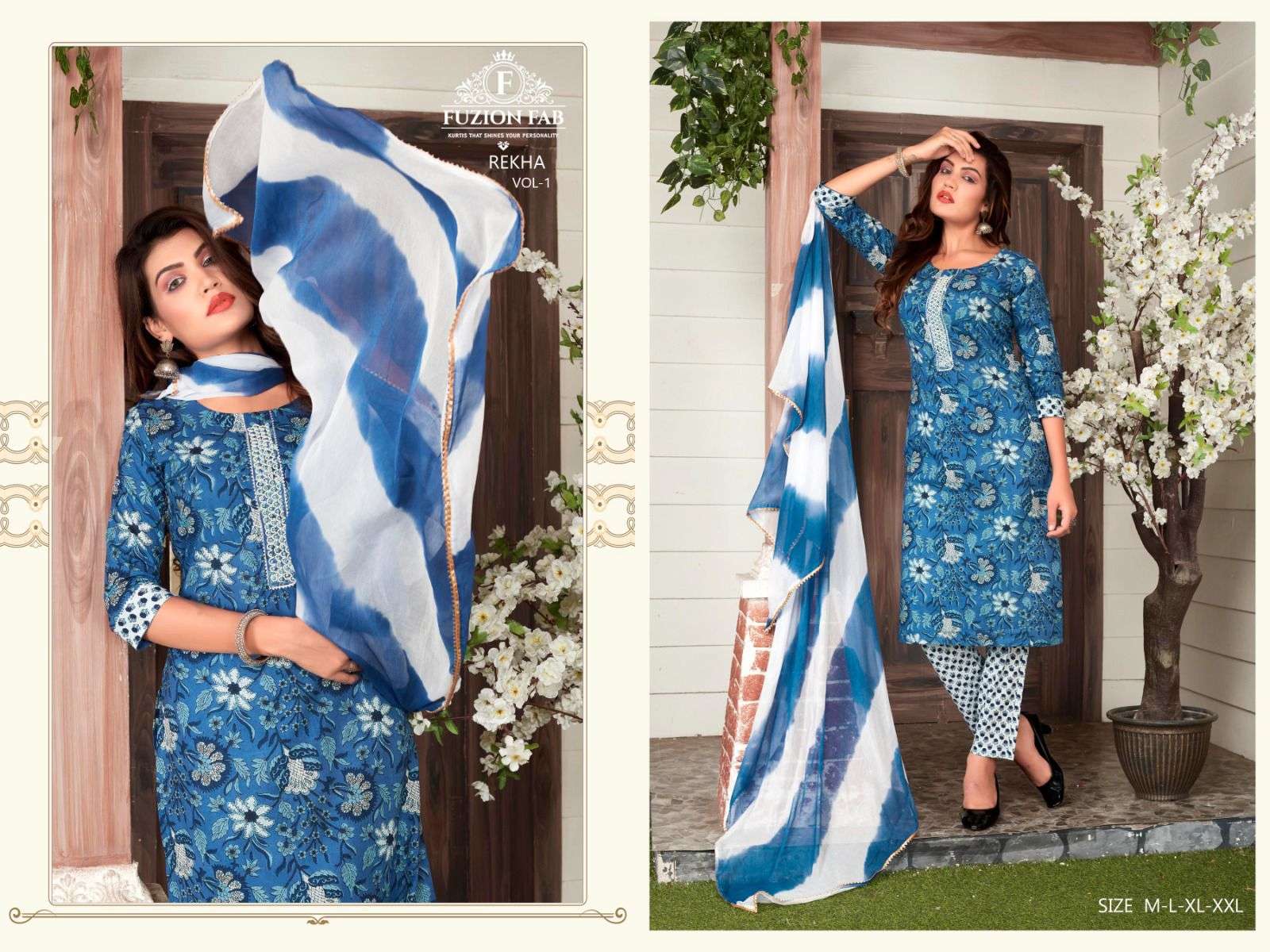 FUZION FAB LAUNCHING THE NEW CATALOGUE REKHA VOL.1 3PCS CONCEPT KURTI PANT WITH DUPATTA SET- WHOLESALE SUPPLIER SURAT