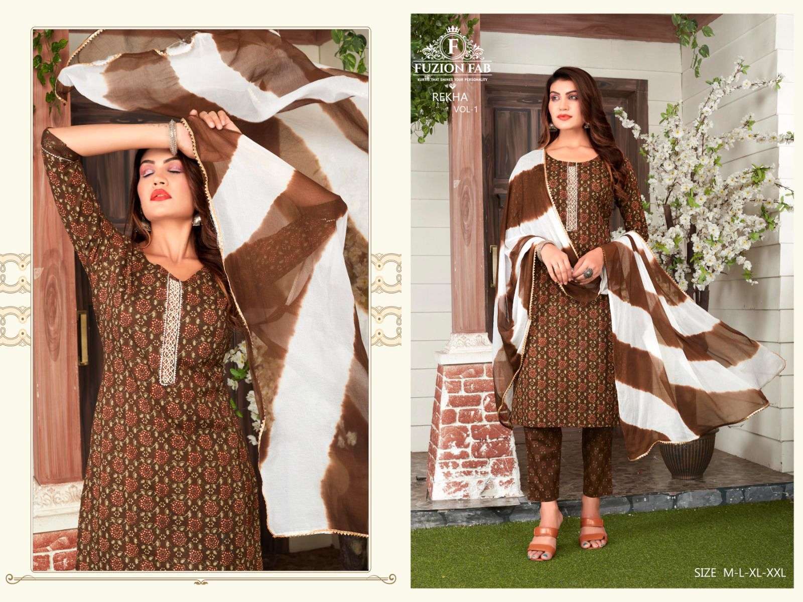 FUZION FAB LAUNCHING THE NEW CATALOGUE REKHA VOL.1 3PCS CONCEPT KURTI PANT WITH DUPATTA SET- WHOLESALE SUPPLIER SURAT
