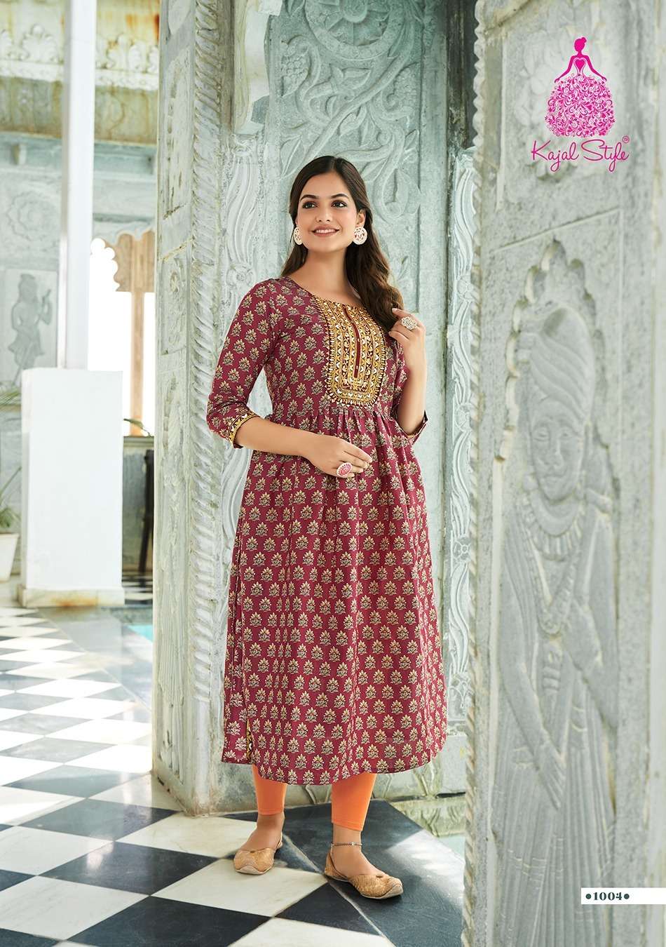 KAJAL STYLE PRESENT LAUNCHING THE NEW CATALOGUE KESARIYA VOL-1 1PCS CONCEPT NAYRACUT KURTI COLLECTION-WHOLESALE DEALER SURAT