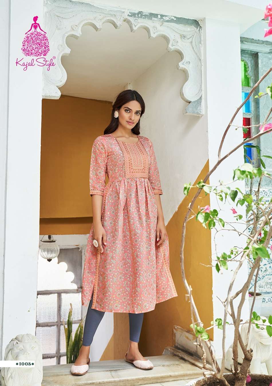 KAJAL STYLE PRESENT LAUNCHING THE NEW CATALOGUE KESARIYA VOL-1 1PCS CONCEPT NAYRACUT KURTI COLLECTION-WHOLESALE DEALER SURAT