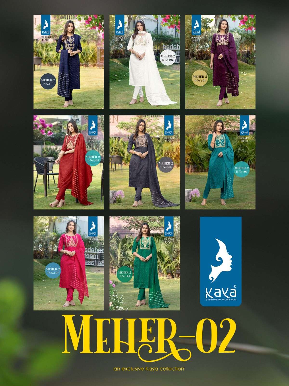 KAYA KURTI PRESENT LAUNCHING THE NEW CATALOGUE MEHAR-2 3PCS CONCEPT KURTI PANT WITH DUPATTA SET- WHOLESALE SUPPLIER SURAT