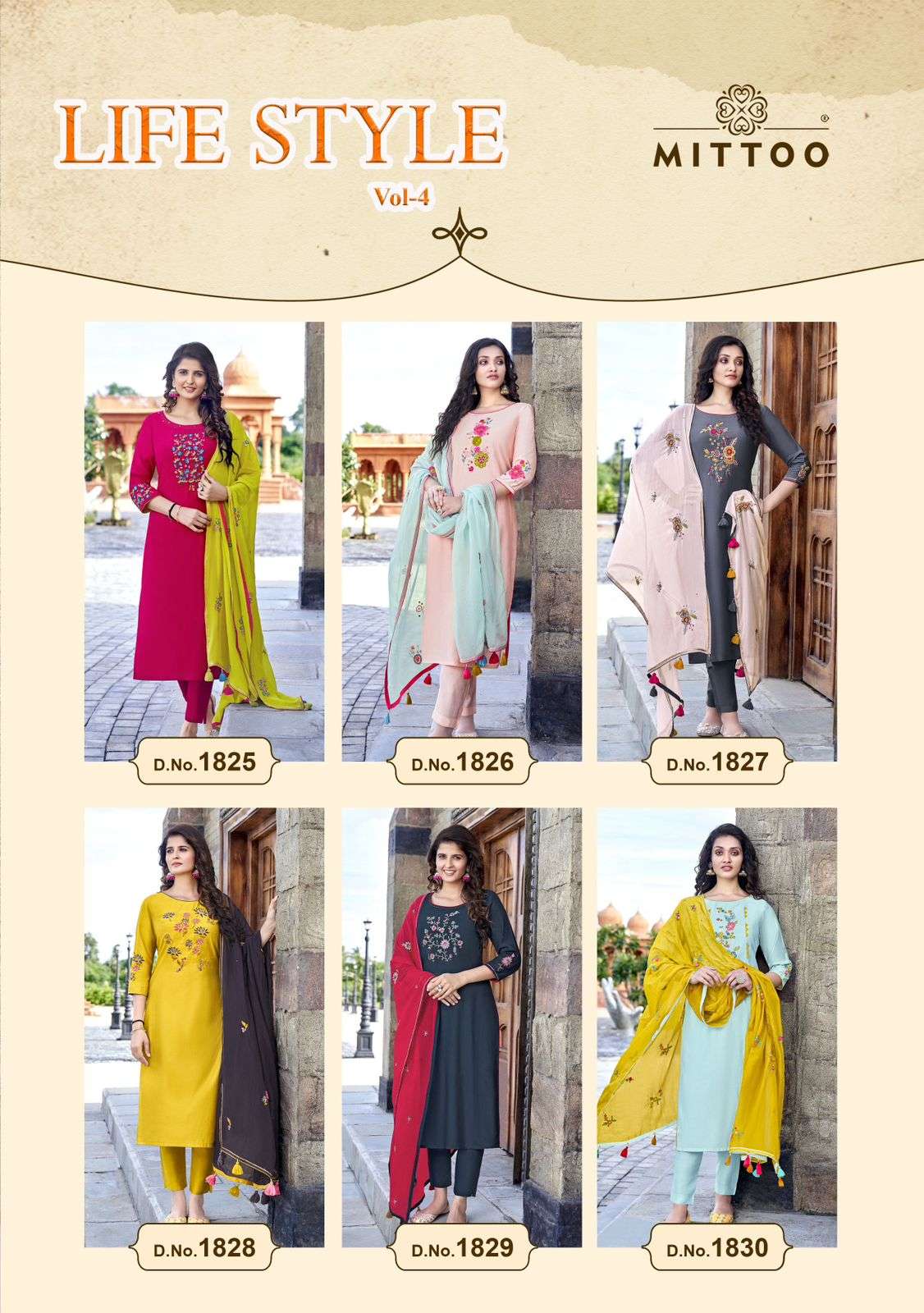 MITTOO LAUNCHING THE NEW CATALOGUE LIFE STYLE VOL.4 3PCS CONCEPT KURTI PANT WITH DUPATTA SET- WHOLESALE EXPORTER SURAT