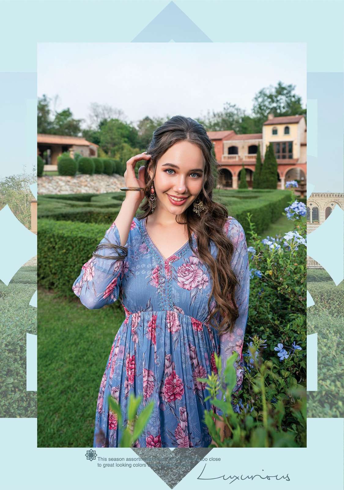 PARTY WEAR ONE PIECE FLARED DRESS BY ANJU FABRICS