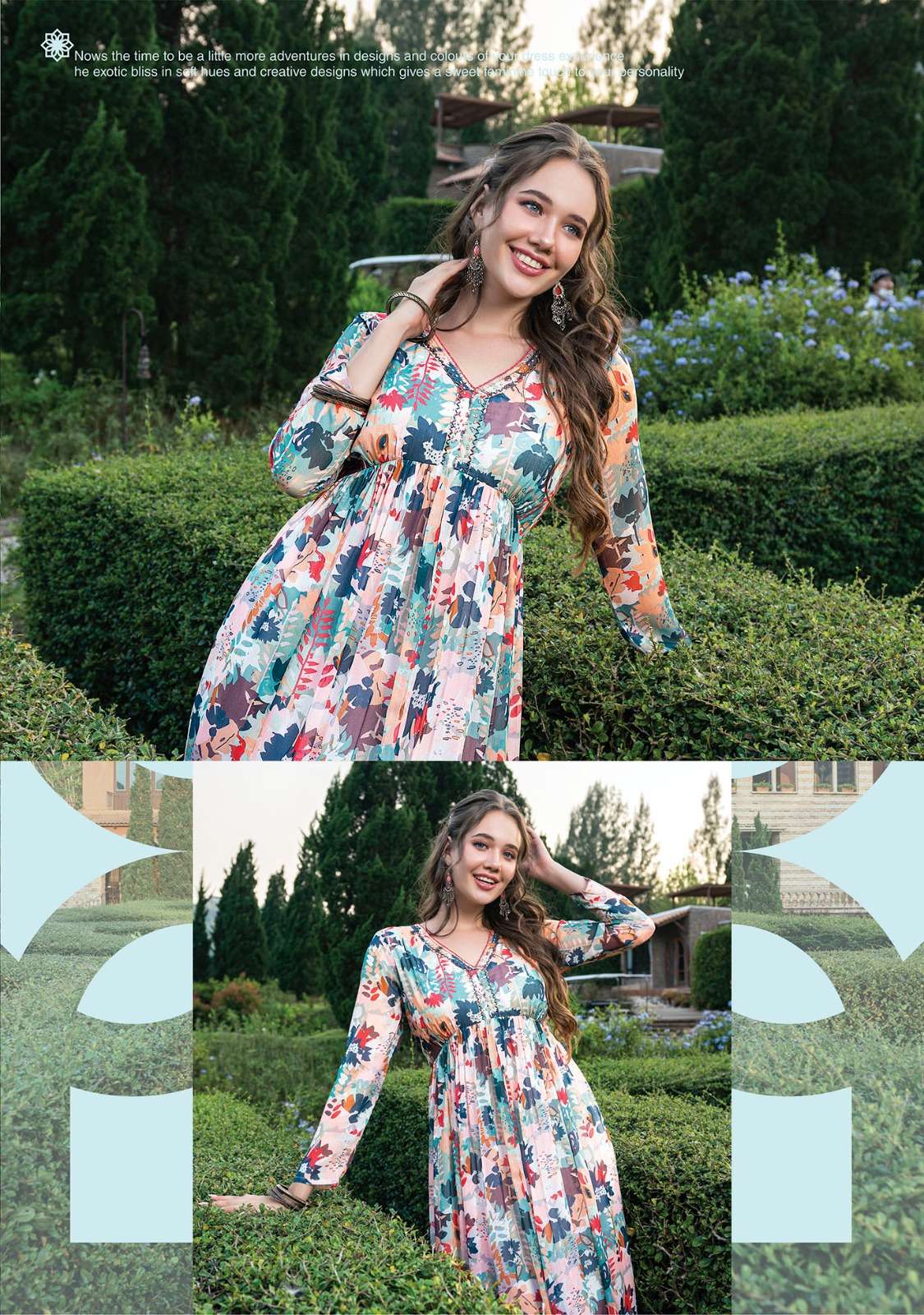 PARTY WEAR ONE PIECE FLARED DRESS BY ANJU FABRICS