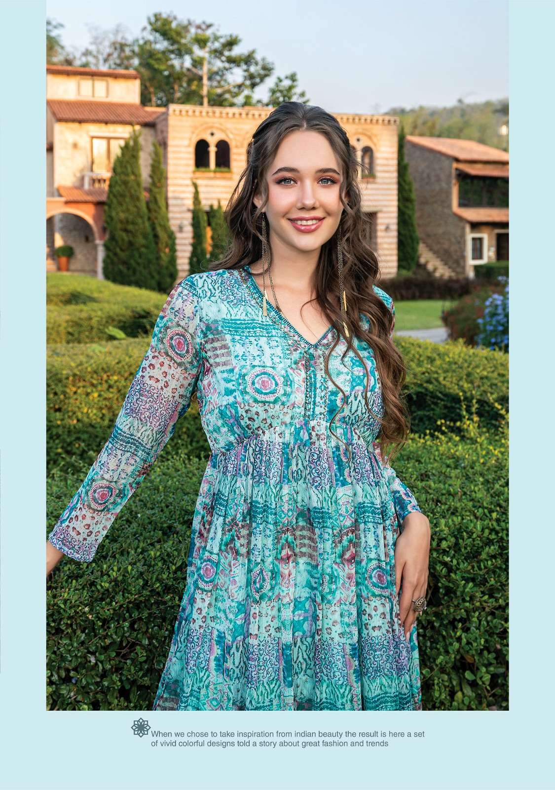 PARTY WEAR ONE PIECE FLARED DRESS BY ANJU FABRICS