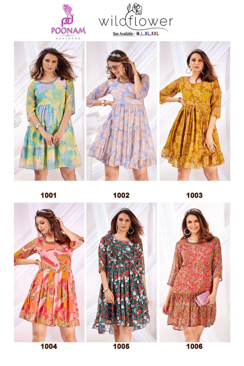 POONAM DESIGNER PRESENT LAUNCH NEW CATALOGUE WILD FLOWER 1PC CONCEPT FANCY TOP COLLECTION- WHOLESALE DEAR SURAT