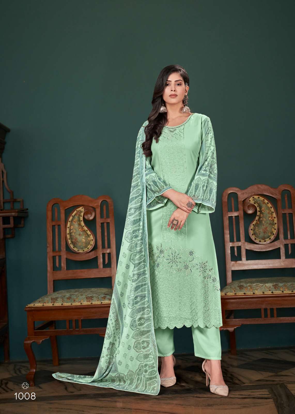 QASR LAUNCHING THE NEW CATALOGUE SYRINX 3PCS CONCEPT KURTI PANT WITH DUPATTA-WHOLESALE DEALER SURAT