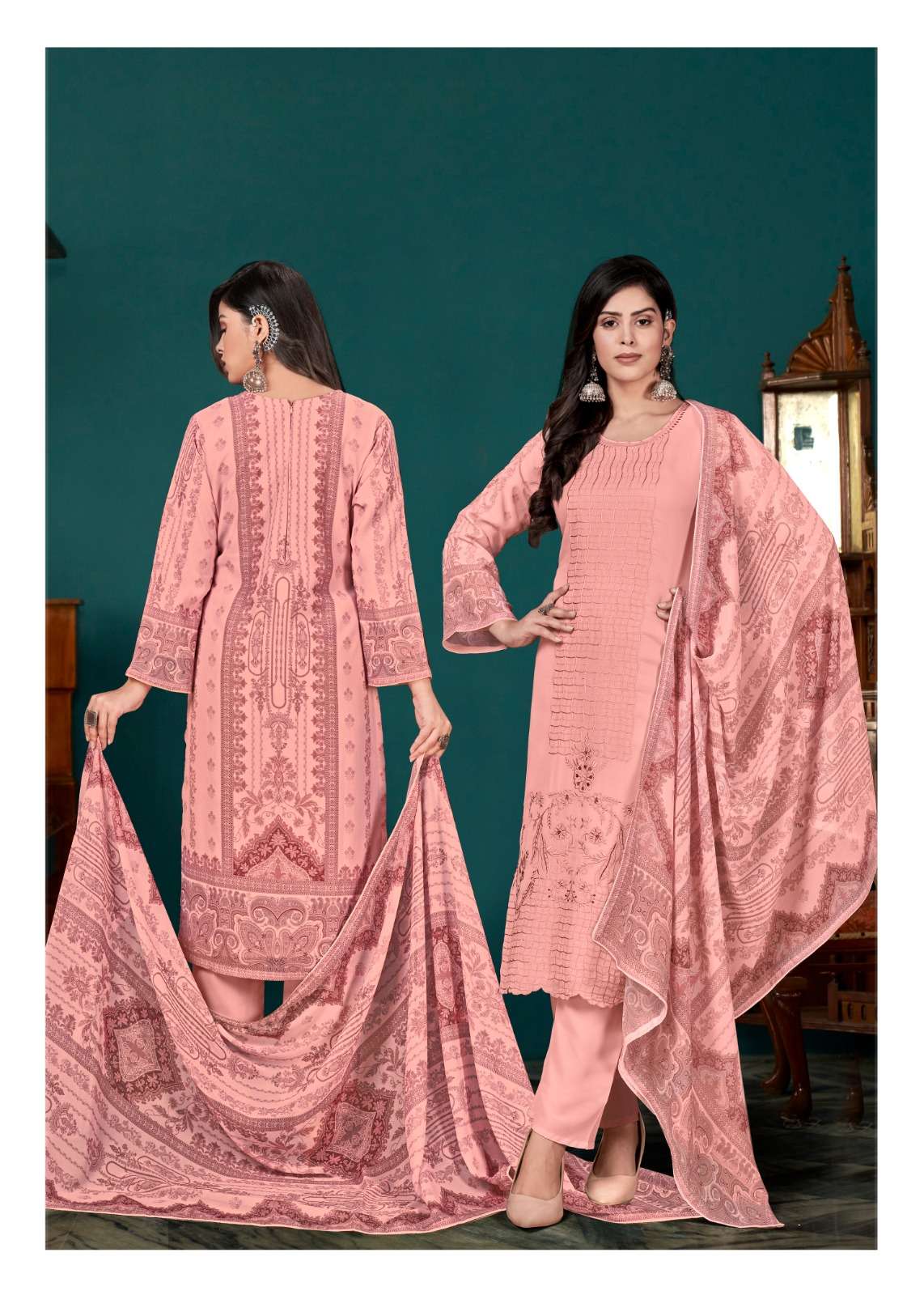 QASR LAUNCHING THE NEW CATALOGUE SYRINX 3PCS CONCEPT KURTI PANT WITH DUPATTA-WHOLESALE DEALER SURAT