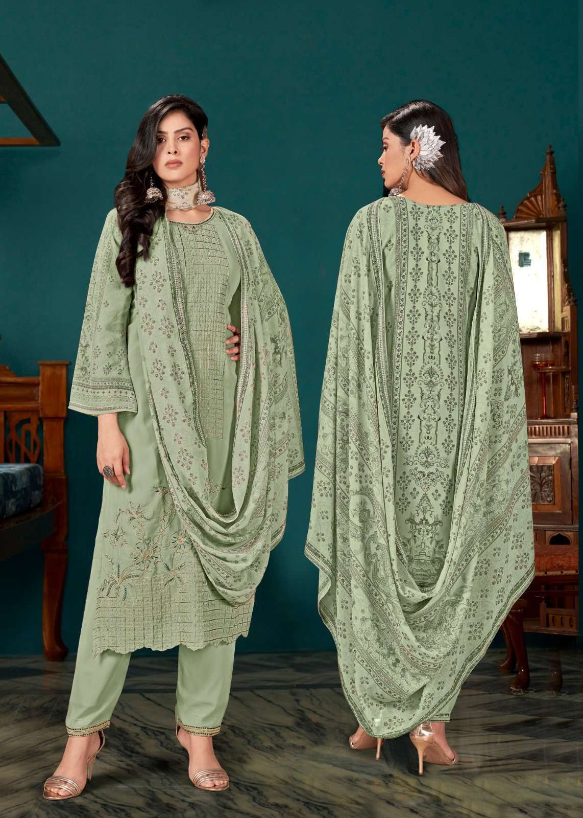 QASR LAUNCHING THE NEW CATALOGUE SYRINX 3PCS CONCEPT KURTI PANT WITH DUPATTA-WHOLESALE DEALER SURAT