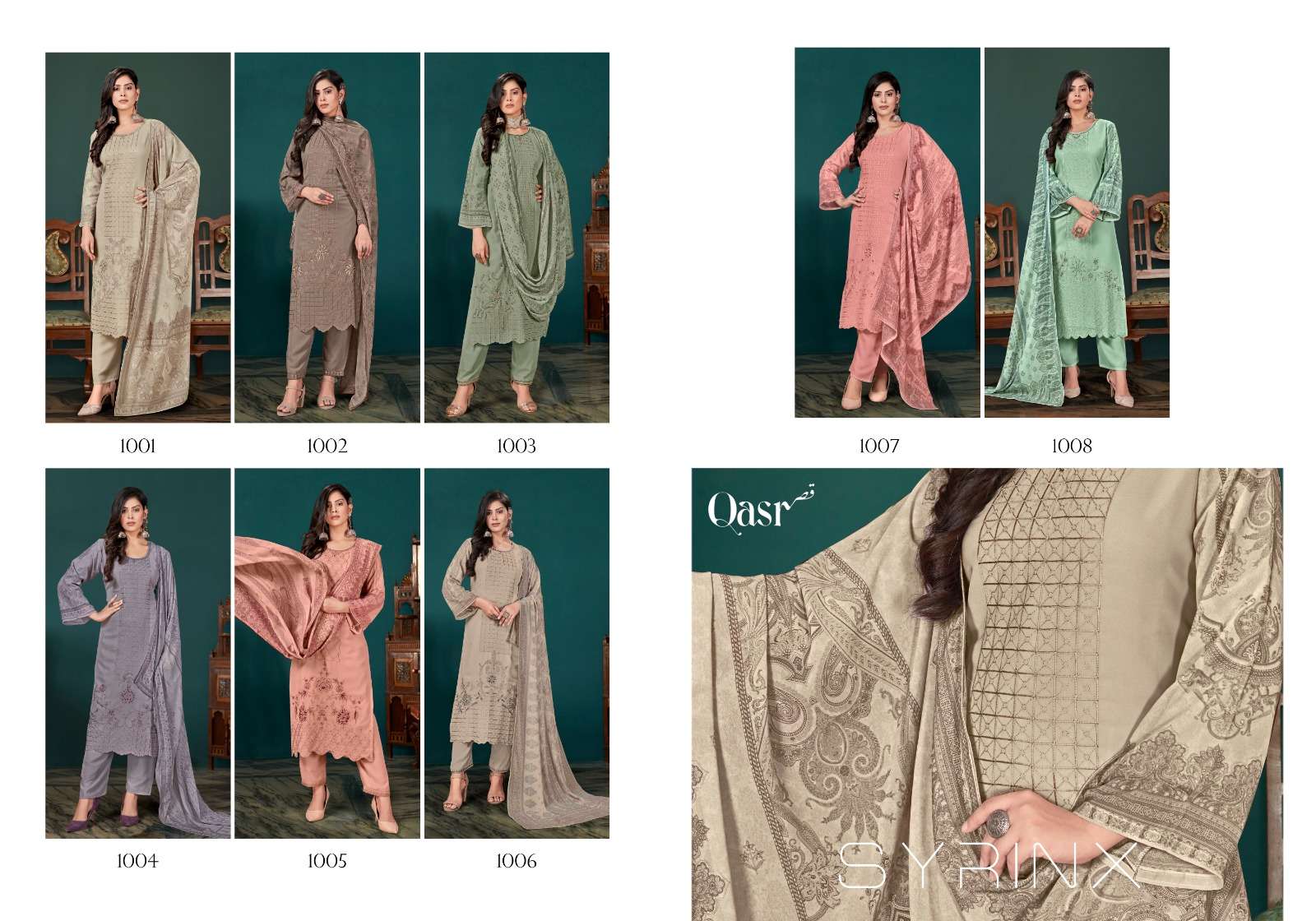 QASR LAUNCHING THE NEW CATALOGUE SYRINX 3PCS CONCEPT KURTI PANT WITH DUPATTA-WHOLESALE DEALER SURAT