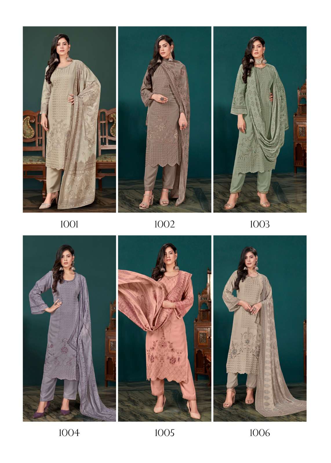 QASR LAUNCHING THE NEW CATALOGUE SYRINX 3PCS CONCEPT KURTI PANT WITH DUPATTA-WHOLESALE DEALER SURAT