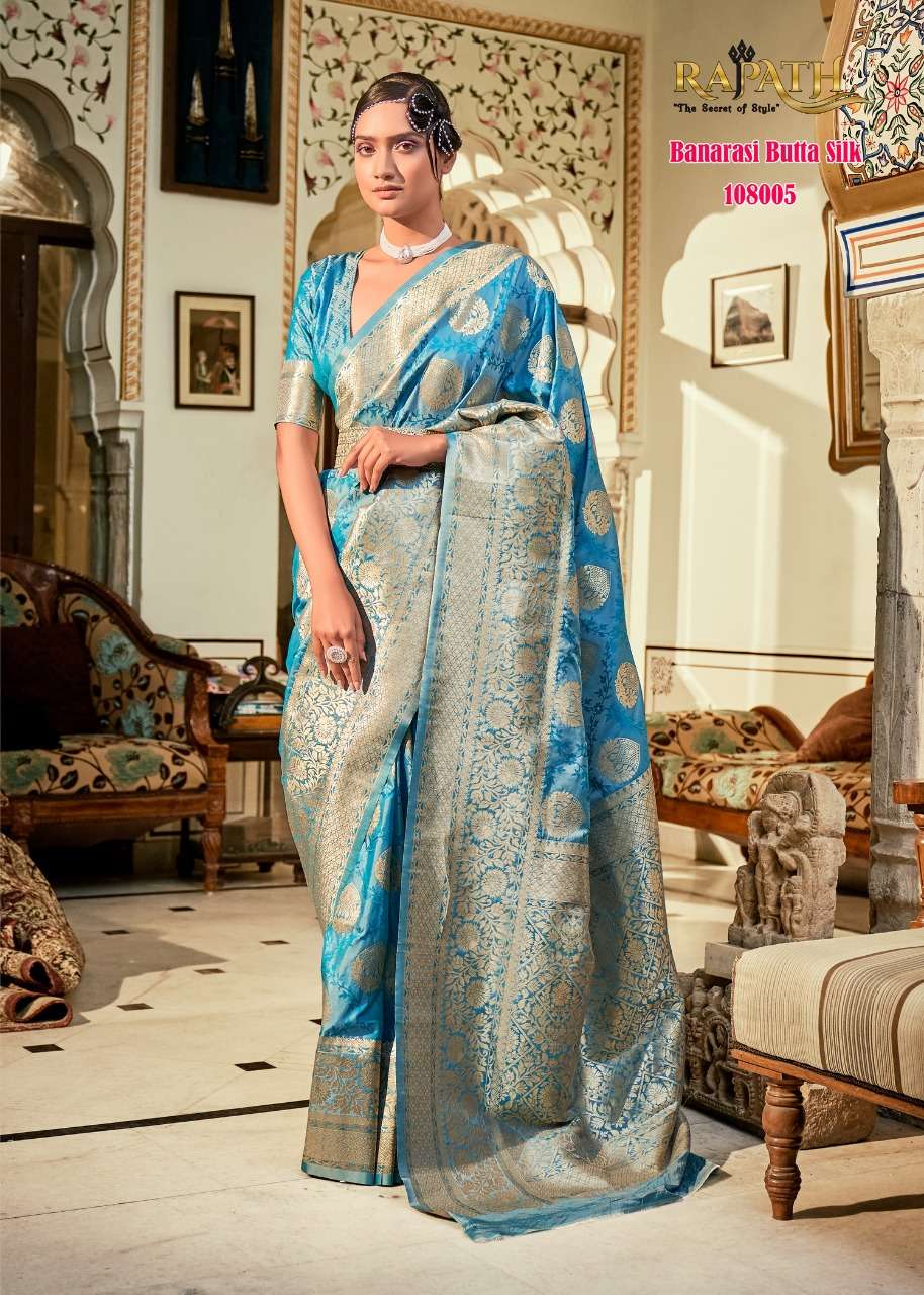 RAJPATH LAUNCHING THE NEW CATALOGUE ROZY SILK BANARASI BUTTA SILK WITH ZARI WEAVING SAREE COLLECTION- WHOLESALE SUPPLIER SURAT