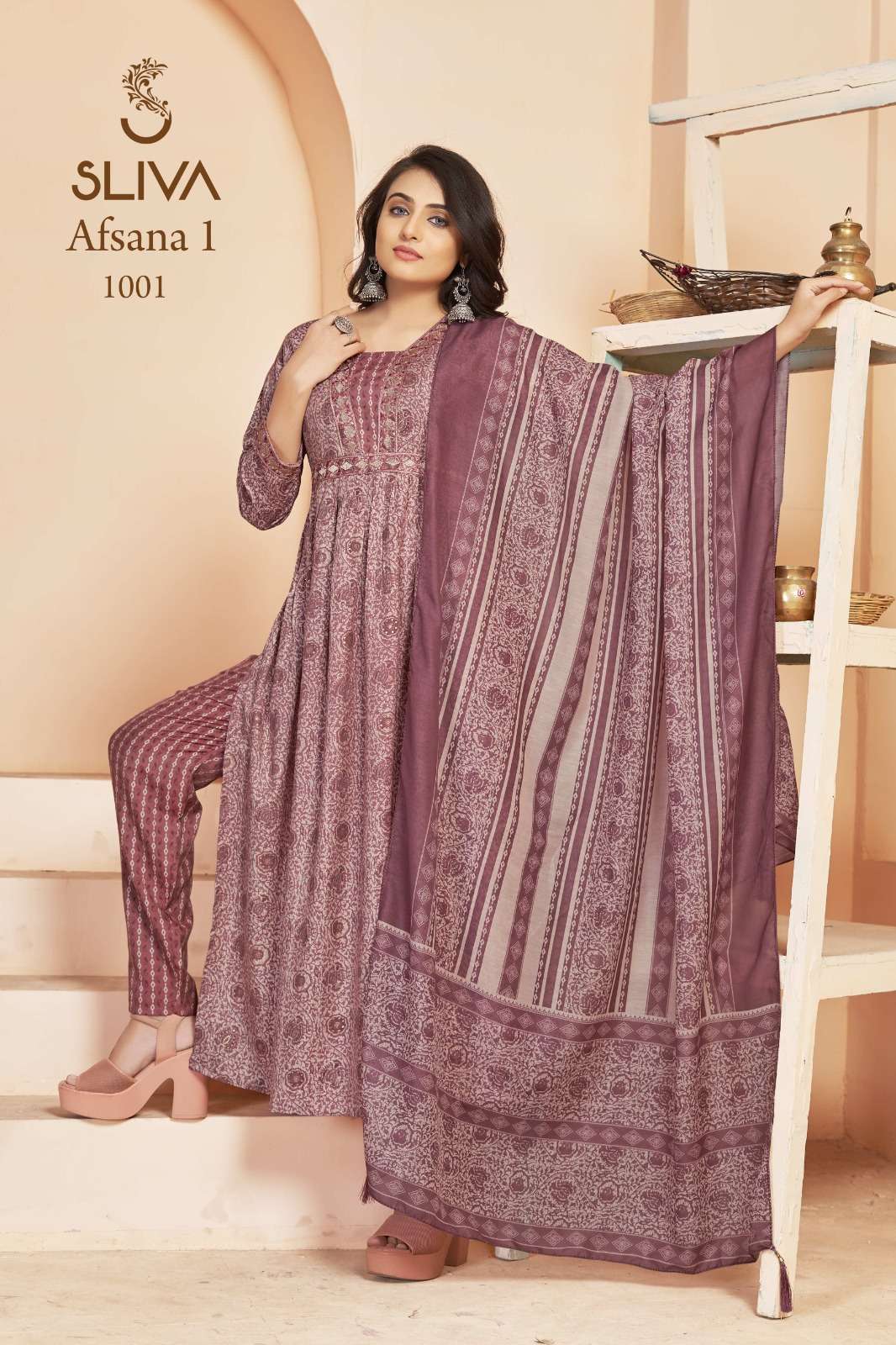 SLIVA LAUNCHING THE NEW CATALOGUE AFSANA VOL.1 AND VOL.2 2COLOUR CONCEPTS KURTI PANT & DUPATTA SET- WHOLESALE SUPPLIER SURAT
