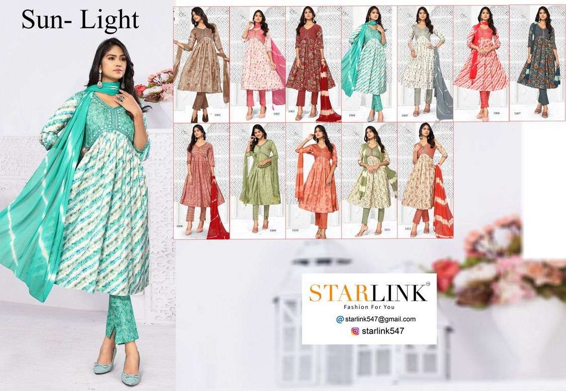 STARLINK LAUNCHING THE NEW CATALOGUE SUN-LIGHT 3PCS CONCEPT KURTI PANT WITH DUPATTA SET- WHOLSALE SUPPLIER SURAT