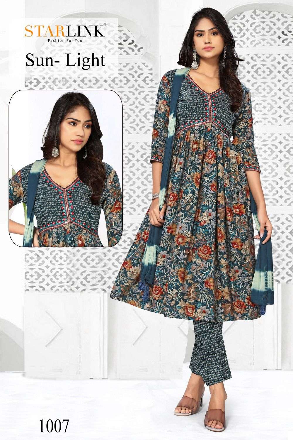 STARLINK LAUNCHING THE NEW CATALOGUE SUN-LIGHT 3PCS CONCEPT KURTI PANT WITH DUPATTA SET- WHOLSALE SUPPLIER SURAT