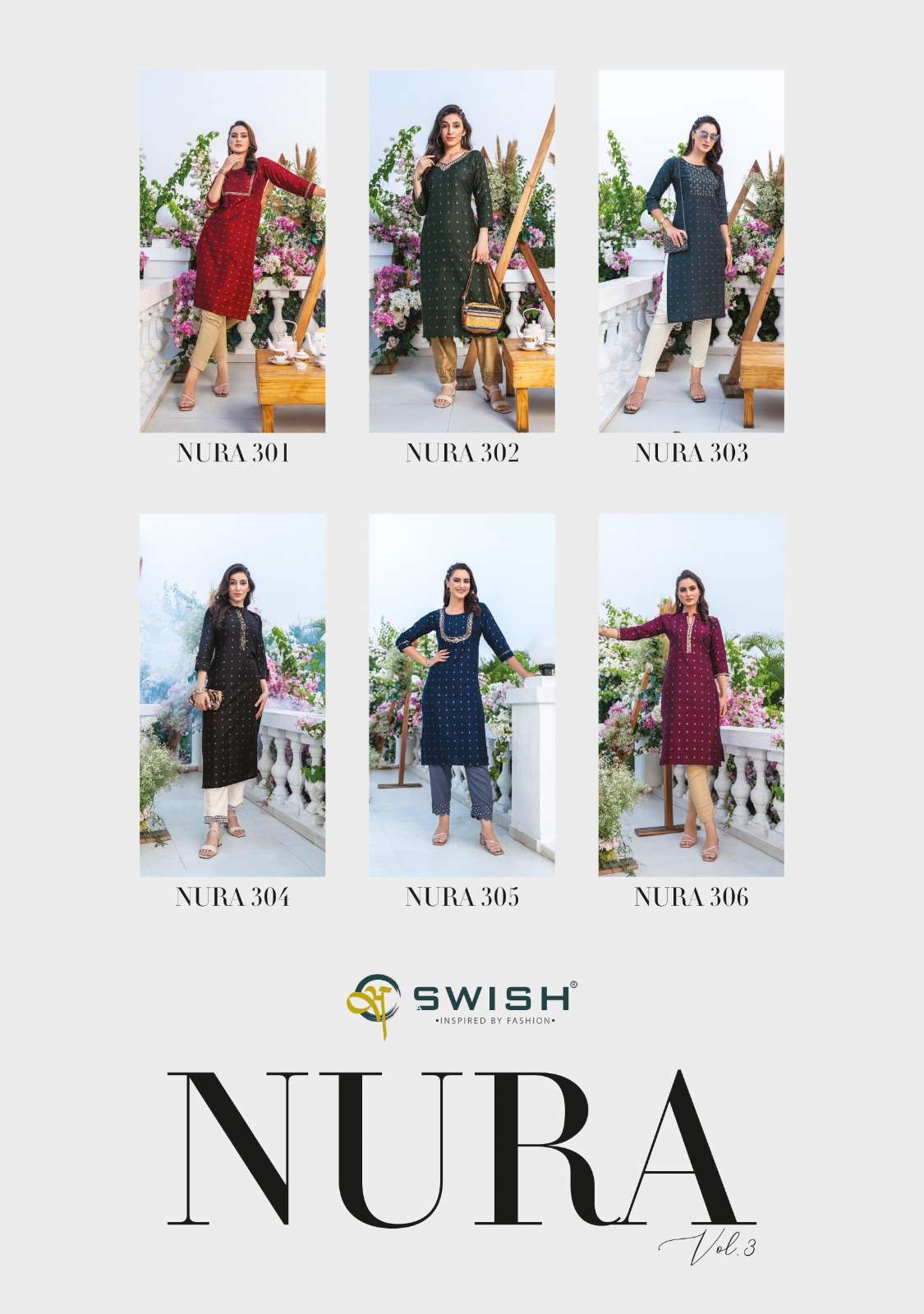 SWISH LAUNCHING THE NEW CATALOGUE NURA VOL.3, 1PC CONCEPT ONLY KURTI COLLECTION- WHOLESALE DEALER SURAT