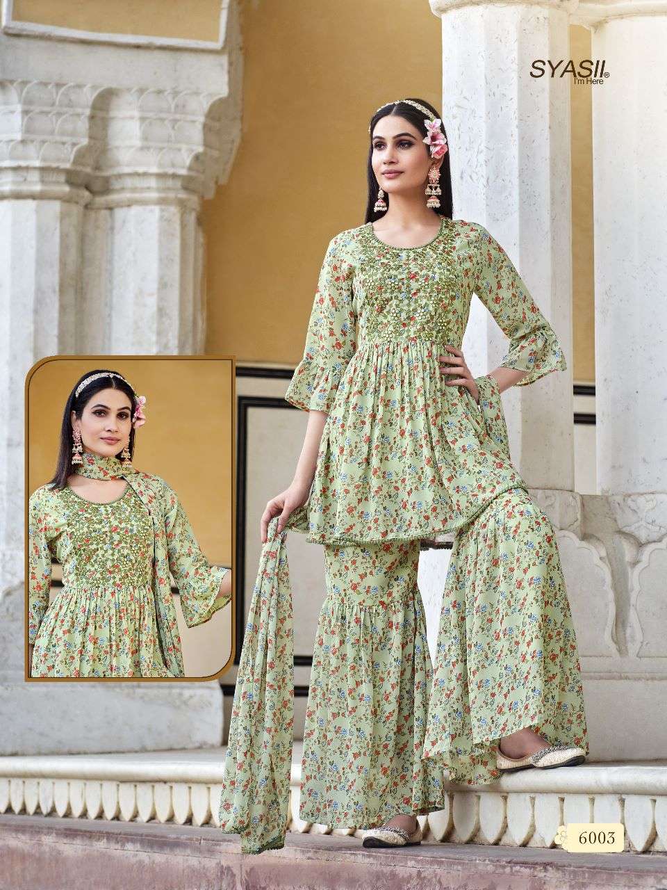 SYASII PRESENT LAUNCHING NEW CATALOGUE AERA VOL-2 3PCS CONCEPT TUNIC TOP BOTTOM & DUPATTA SET- WHOLESALE DEALER SURAT