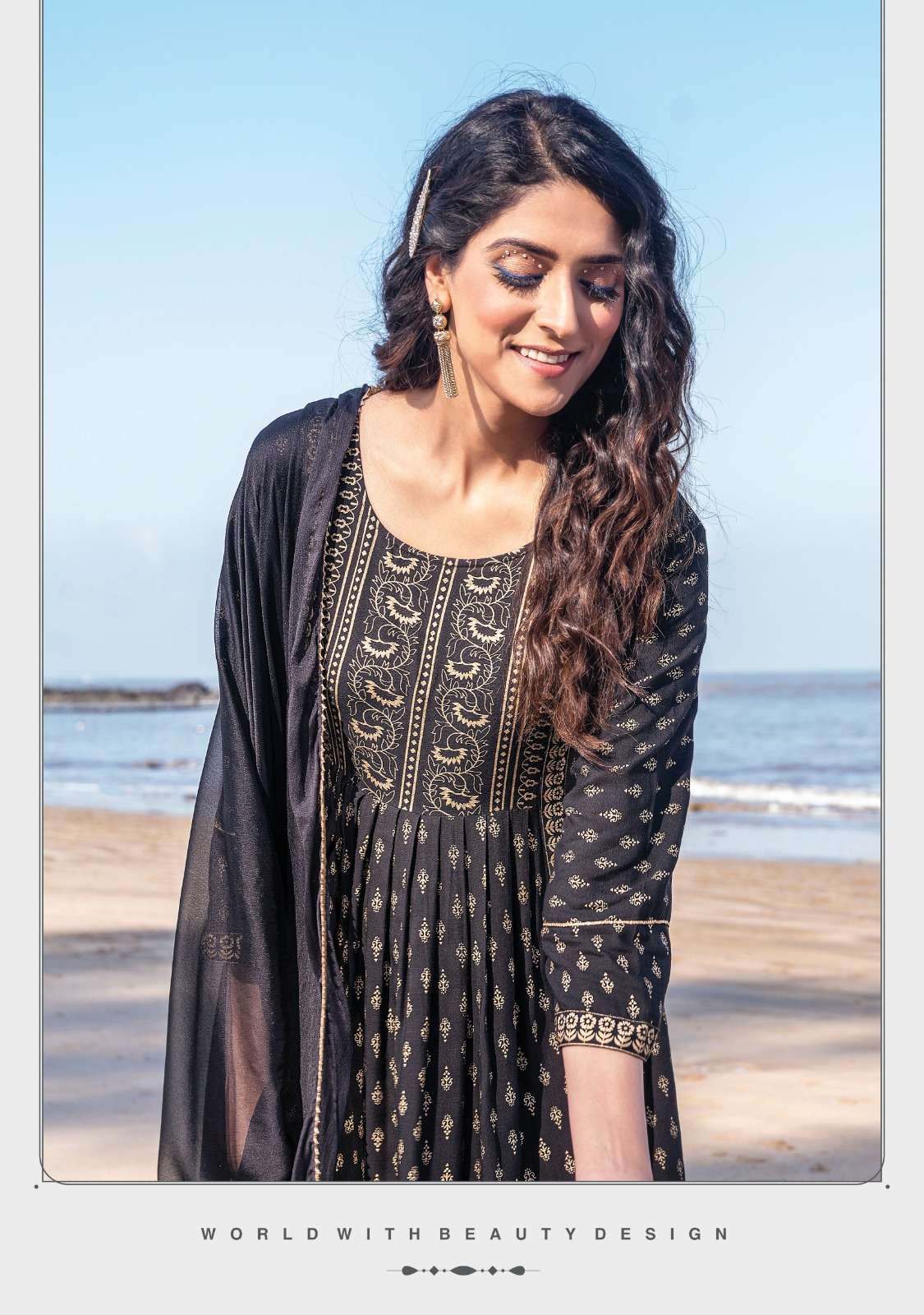 WANNA LAUNCHING NEW CATALOGUE IVORY 3PCS CONCEPT RAYON PURE GOLD PRINT KURTI PANT DUPATTA SET- WHOLSALE SUPPLIER SURAT