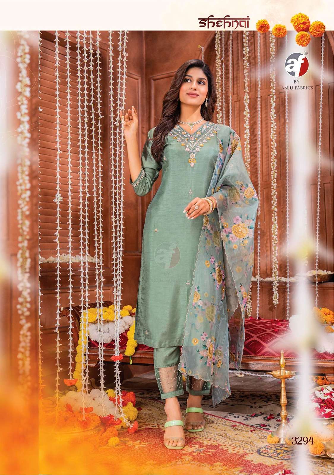 ANJU FABRICS LAUNCH NEW CATLOUG SHEHNAI VOL-6  D.NO- 3294