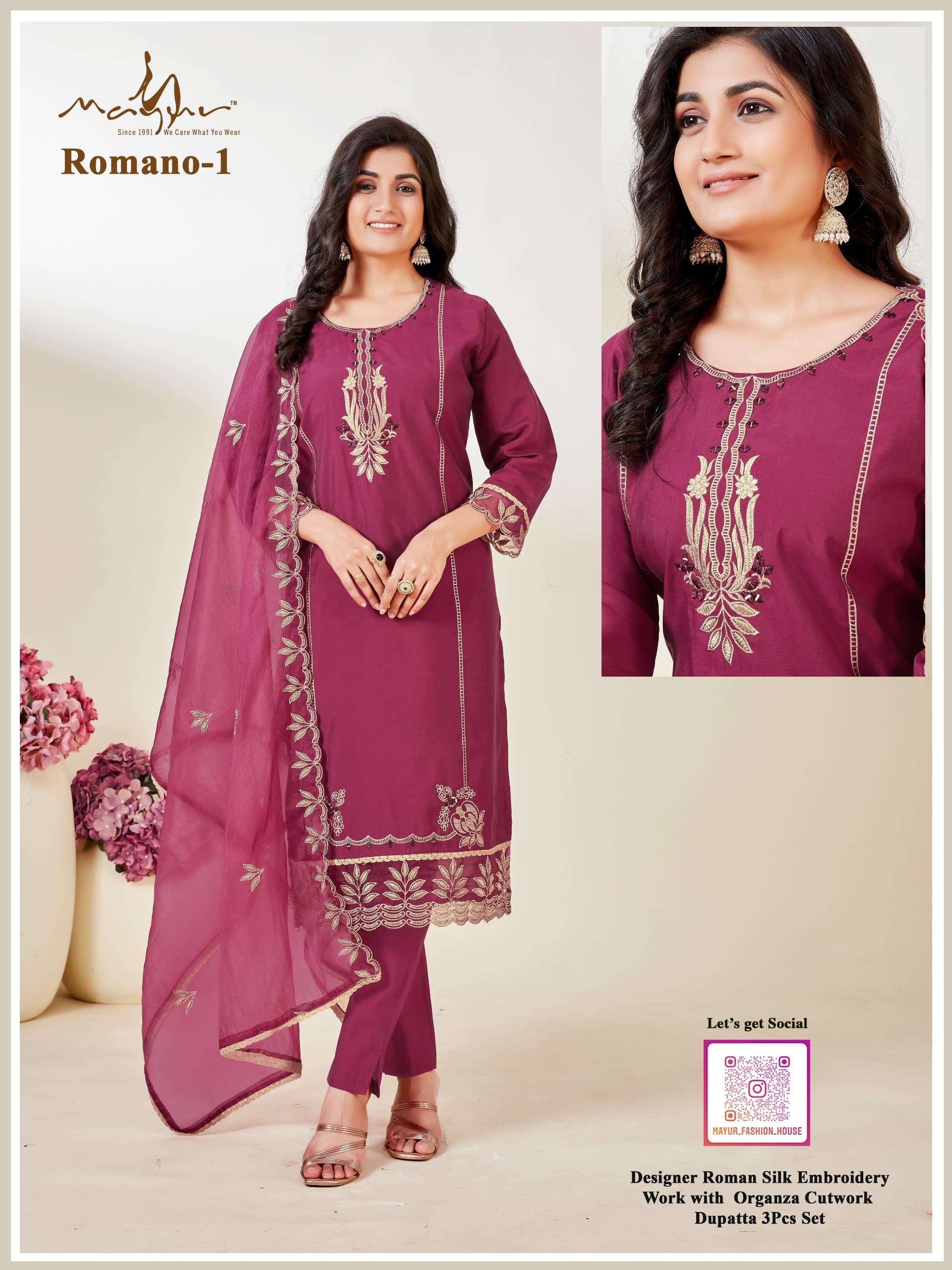 NEW LAUNCHED KURTI WITH PANT AND DUPATTA BY ROMANO