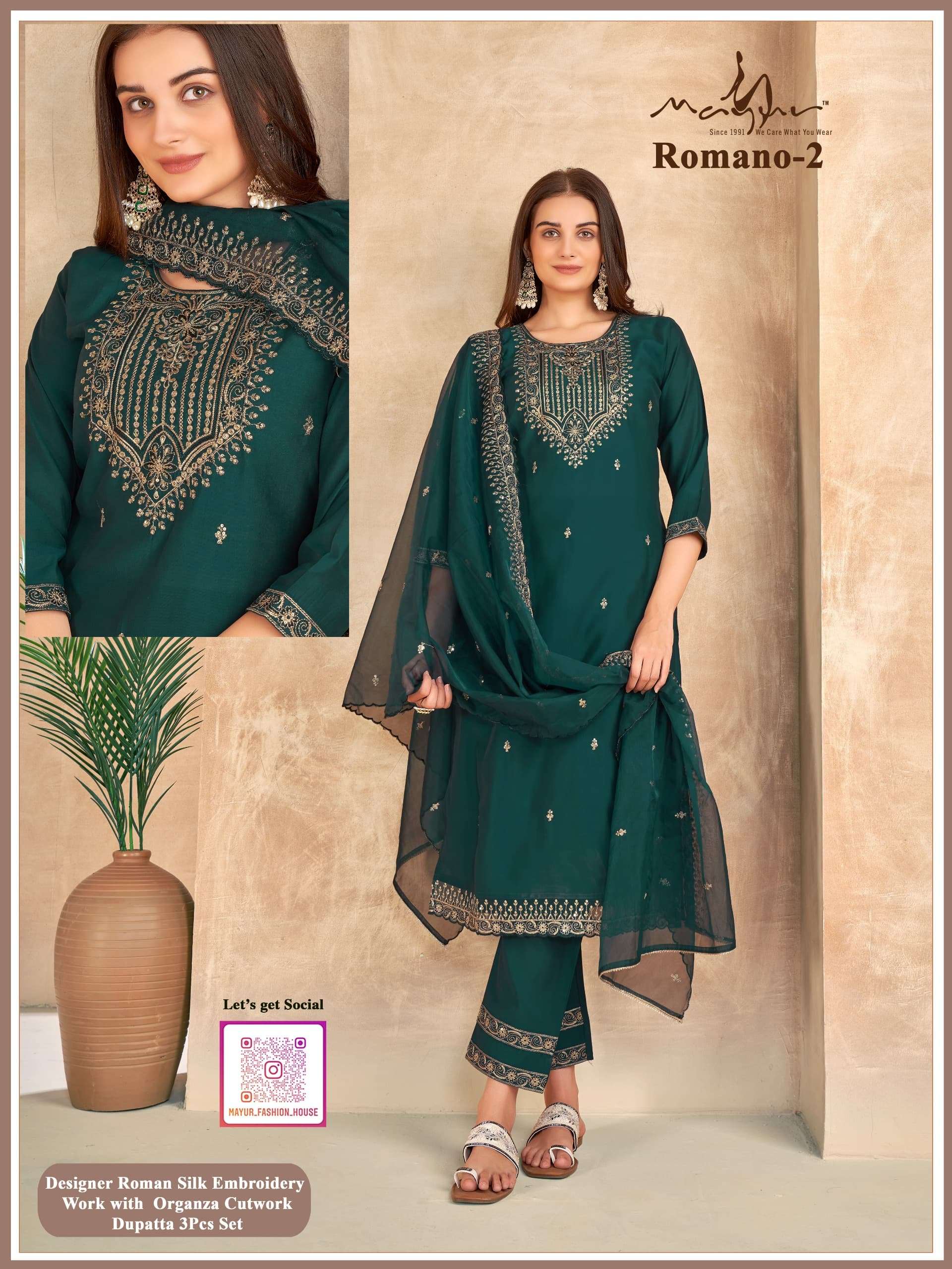 NEW LAUNCHED KURTI WITH PANT AND DUPATTA BY ROMANO