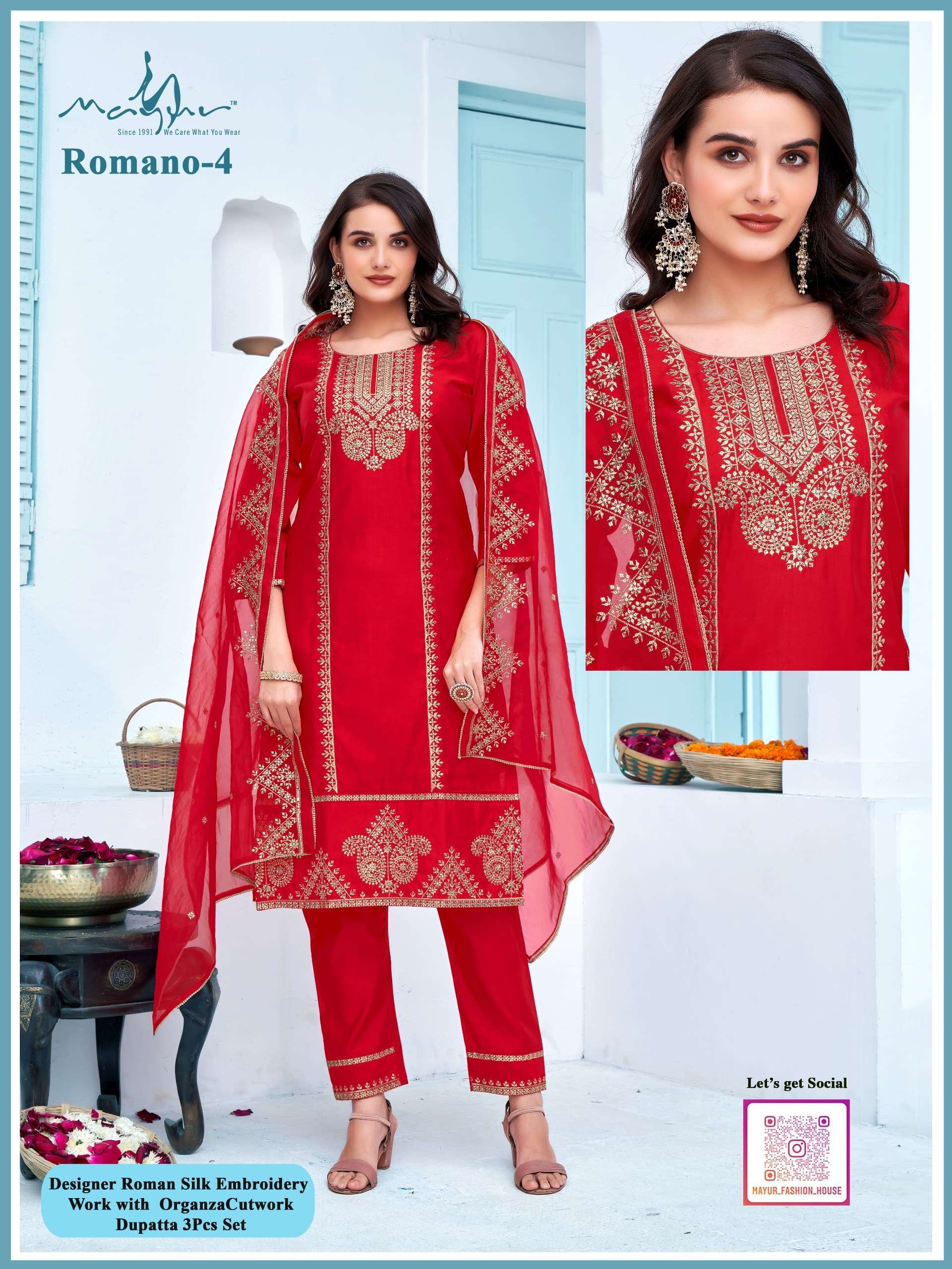 NEW LAUNCHED KURTI WITH PANT AND DUPATTA BY ROMANO