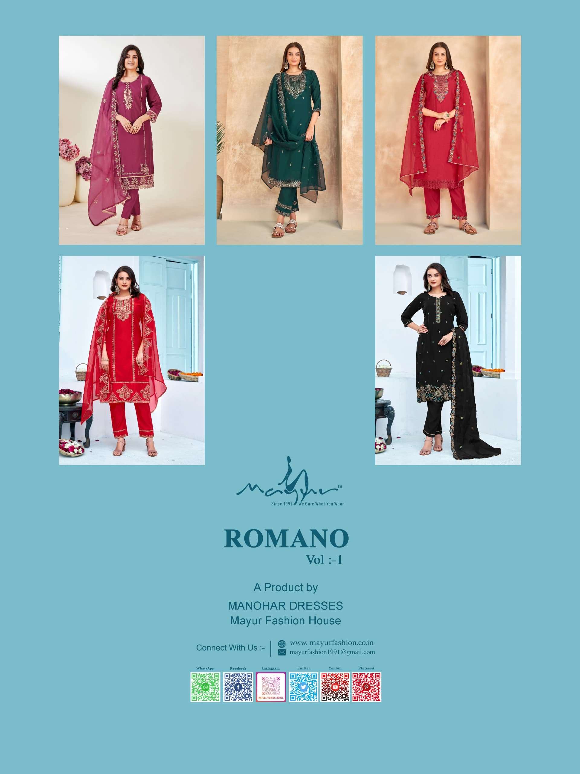 NEW LAUNCHED KURTI WITH PANT AND DUPATTA BY ROMANO