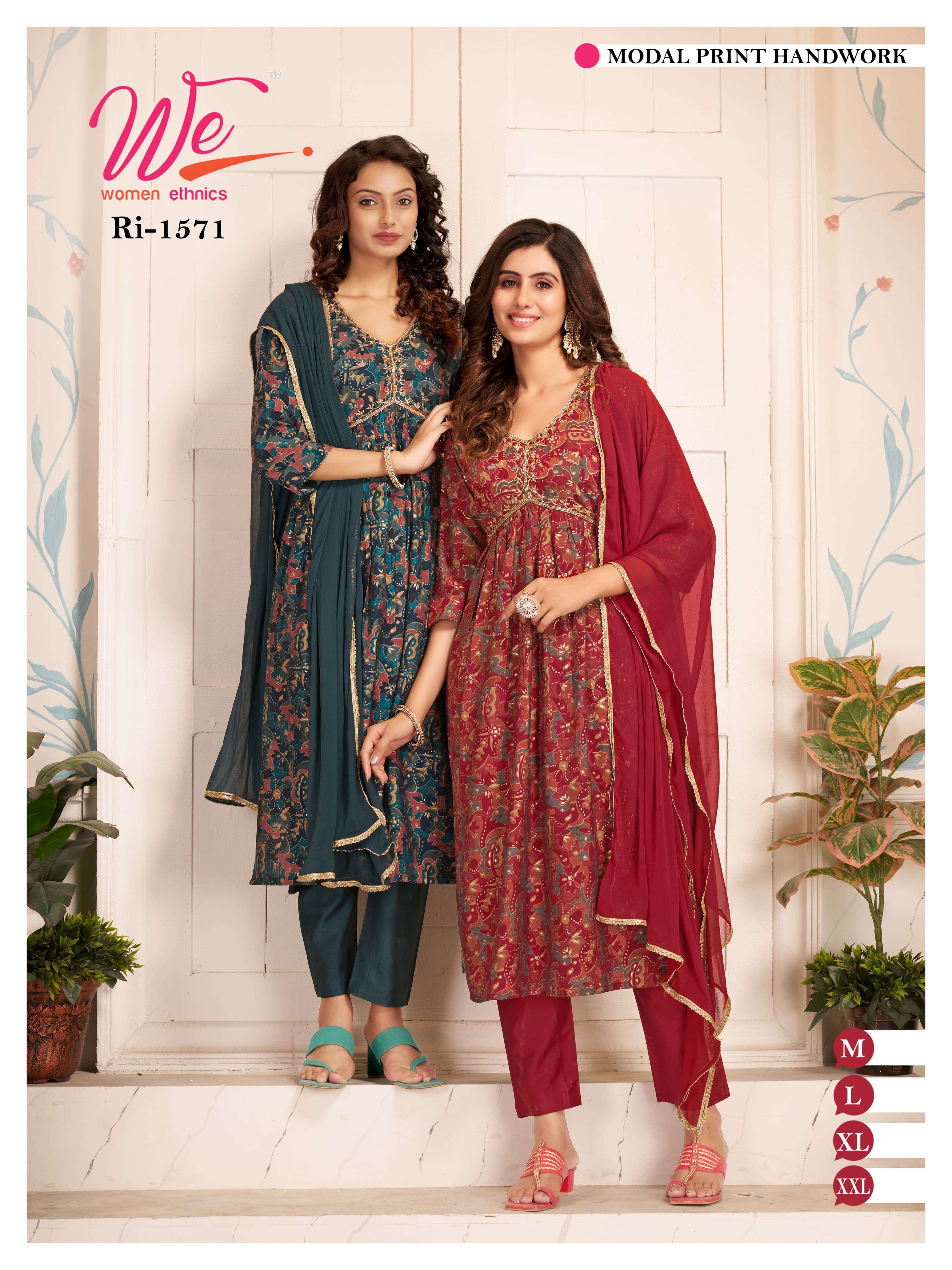 WE WOMEN ETHNICS LAUNCH NEW KURTI,PANT&DUPATTA CATALOUGE D NO. 1559 TO 1575