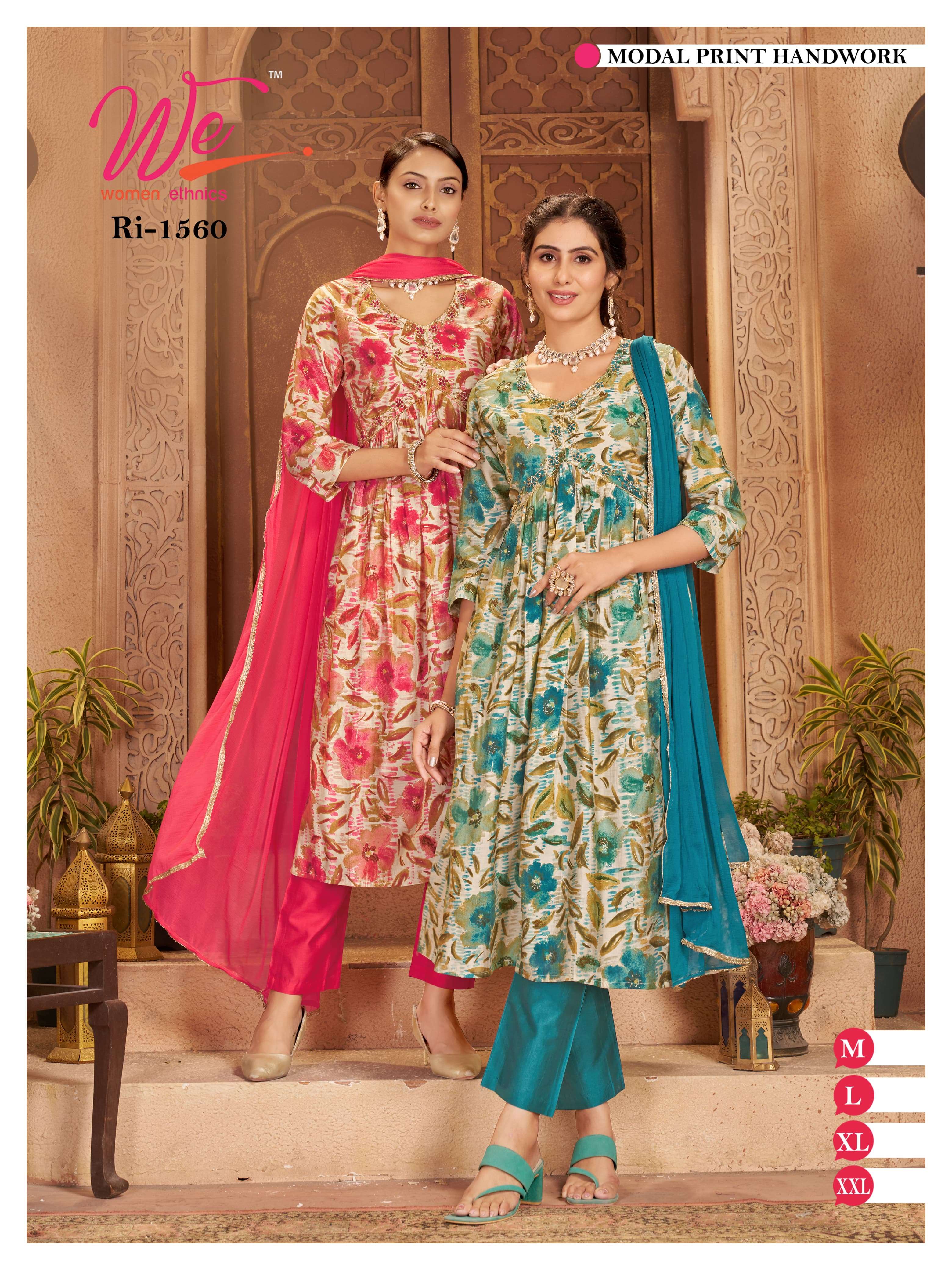 WE WOMEN ETHNICS LAUNCH NEW KURTI,PANT&DUPATTA CATALOUGE D NO. 1559 TO 1575